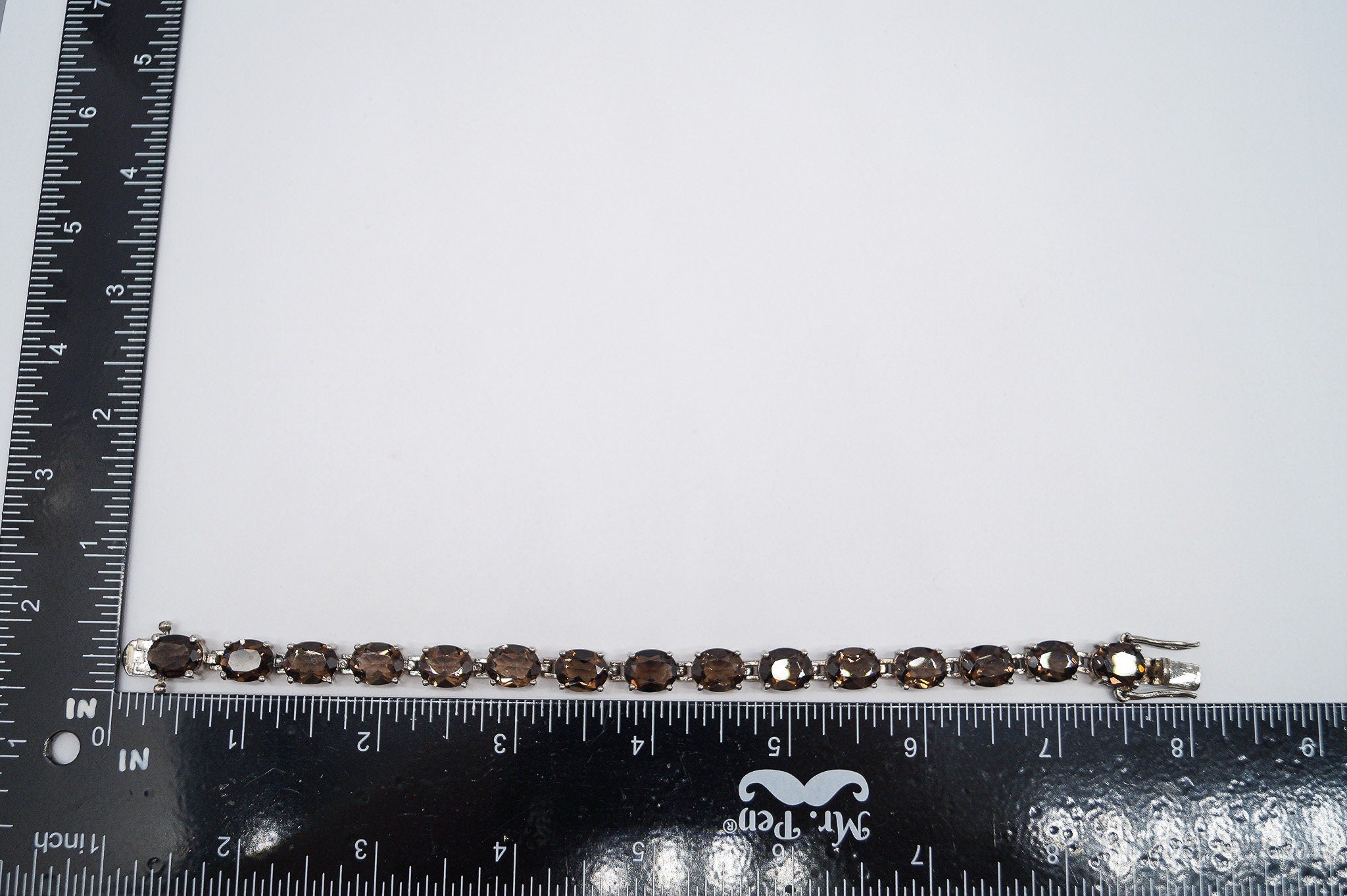 Vintage ALX Smoky Quartz Sterling Silver Bracelet 8"