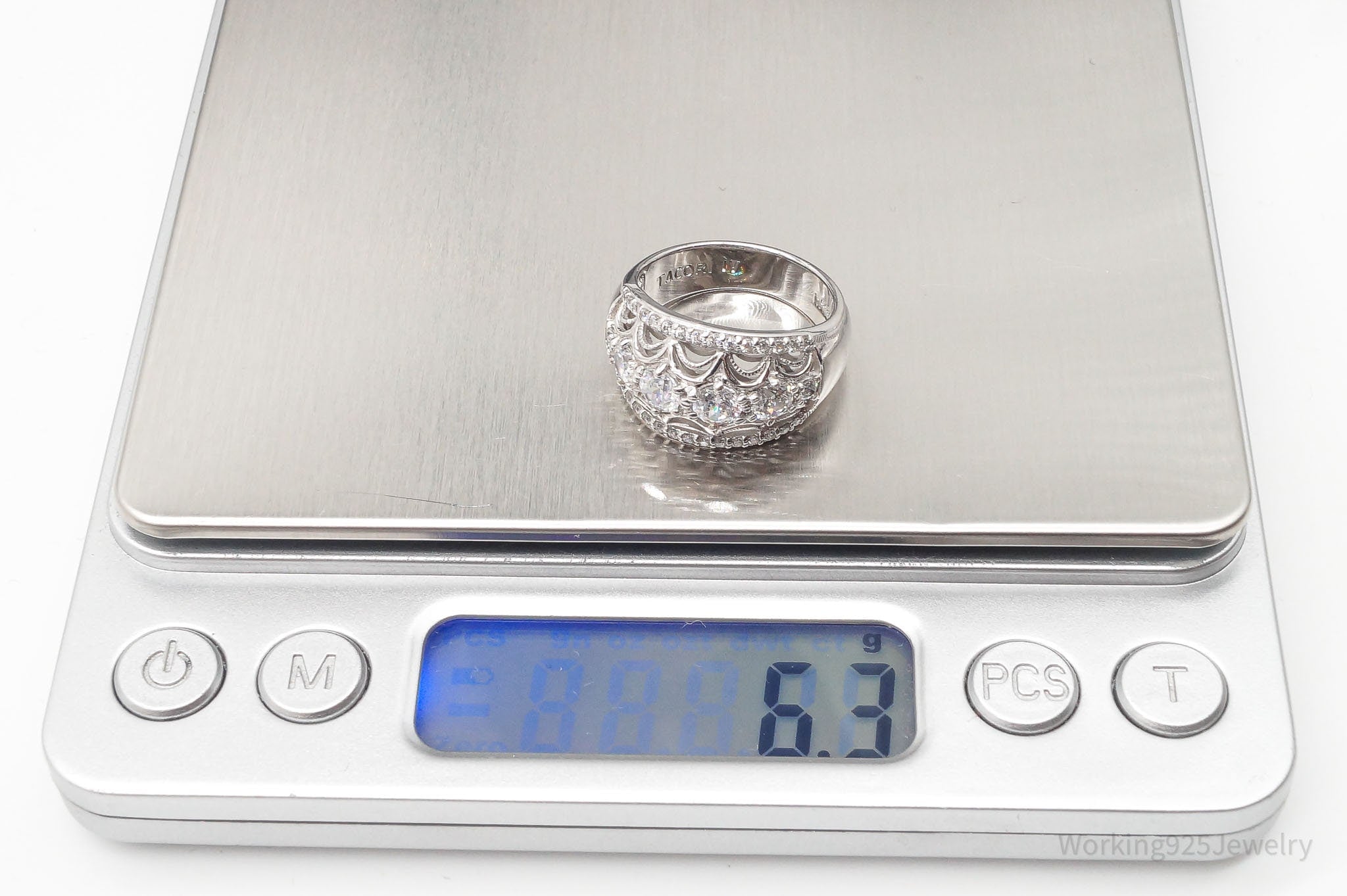 Vintage Designer Tacori IV Cubic Zirconia Sterling Silver Ring - Size 7