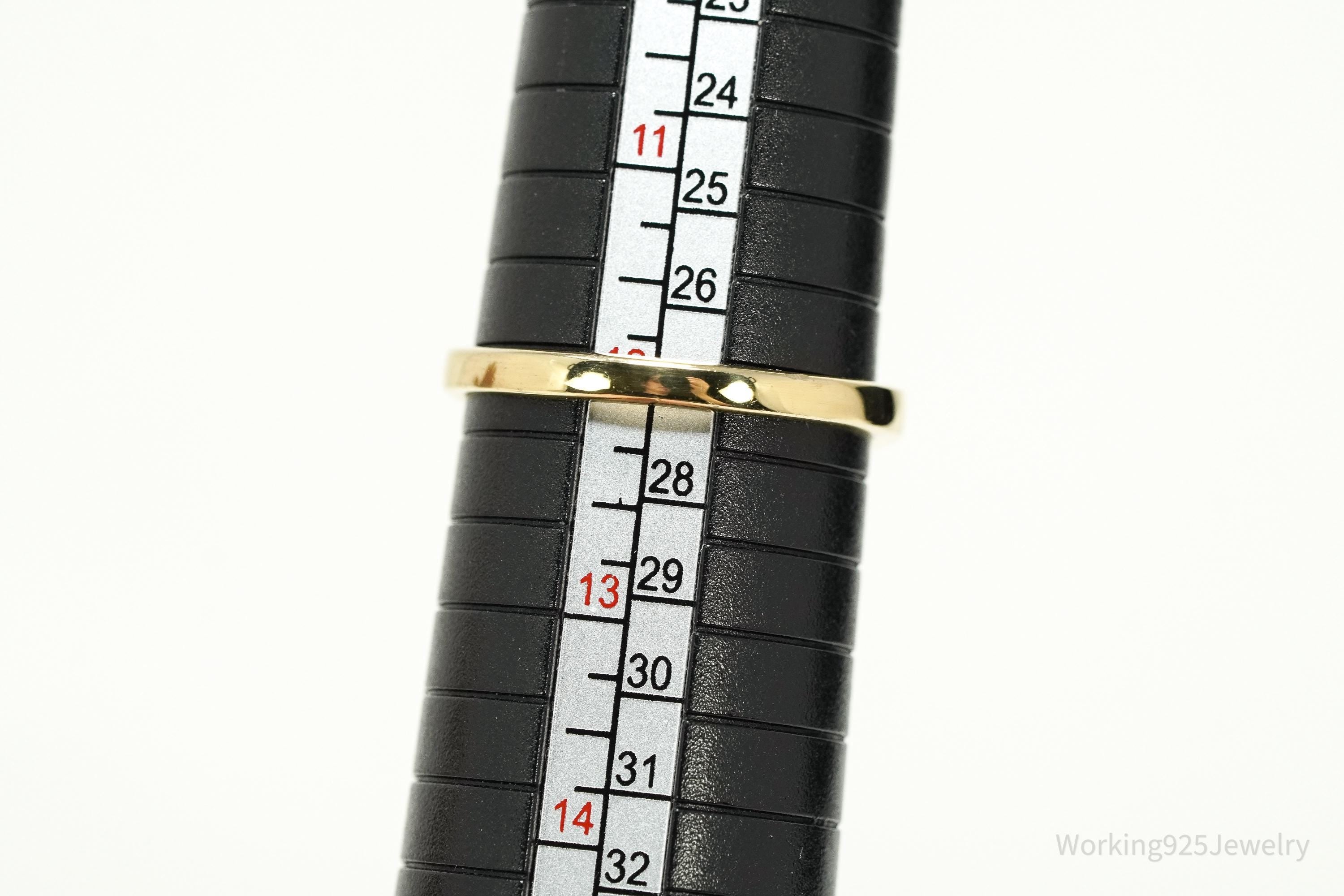 Vintage 70s Sapphire & Diamond Marquise Gold Over Sterling Cocktail Ring Sz 12