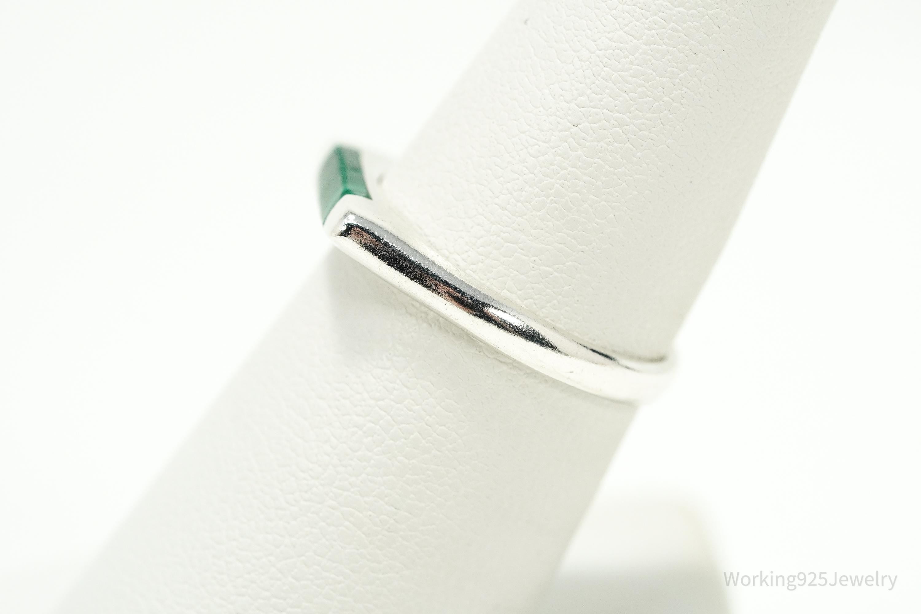 Vintage Malachite Sterling Silver Ring - Size 7