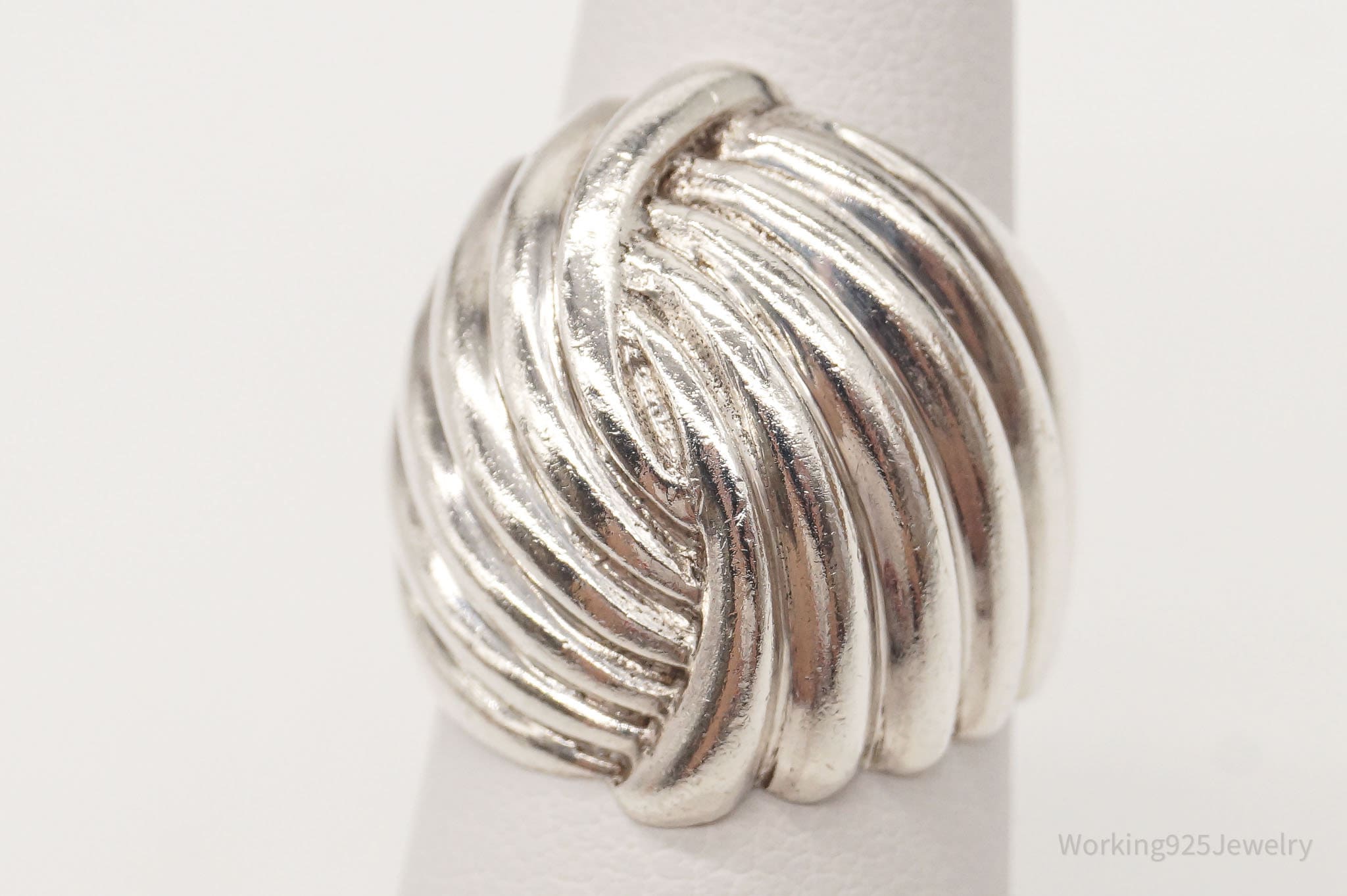 Vintage Modernist Sleek Puffy Sterling Silver Ring - Size 6.75