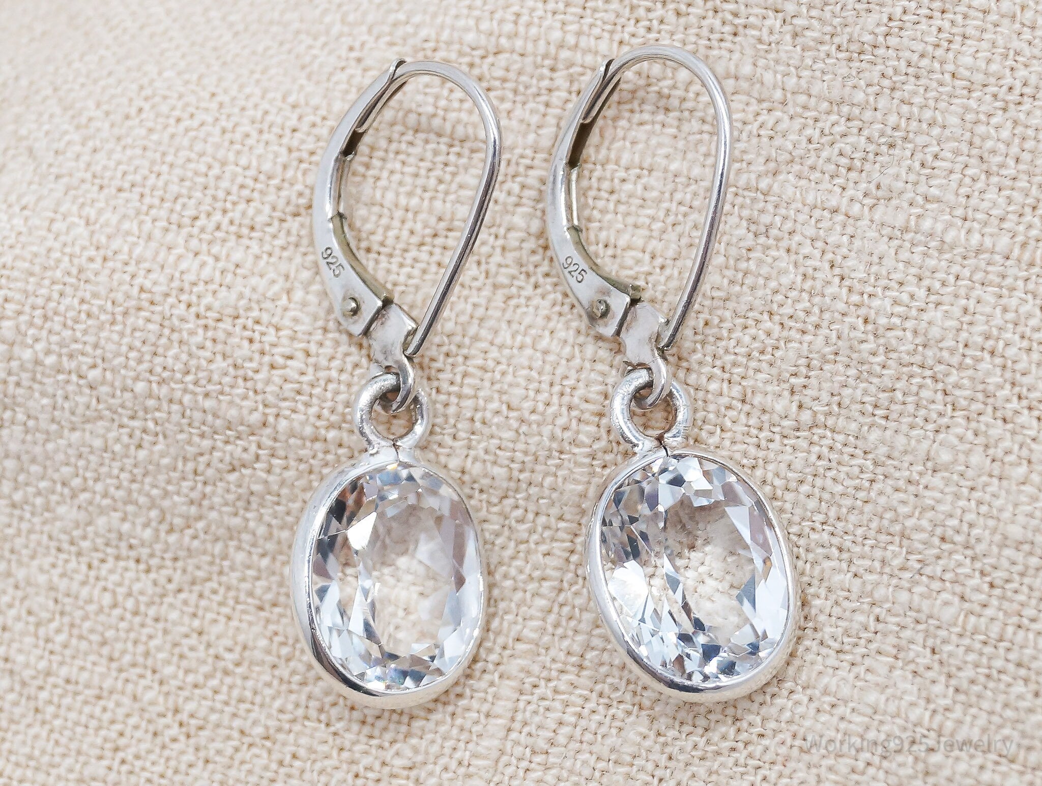 Vintage White Topaz Sterling Silver Earrings