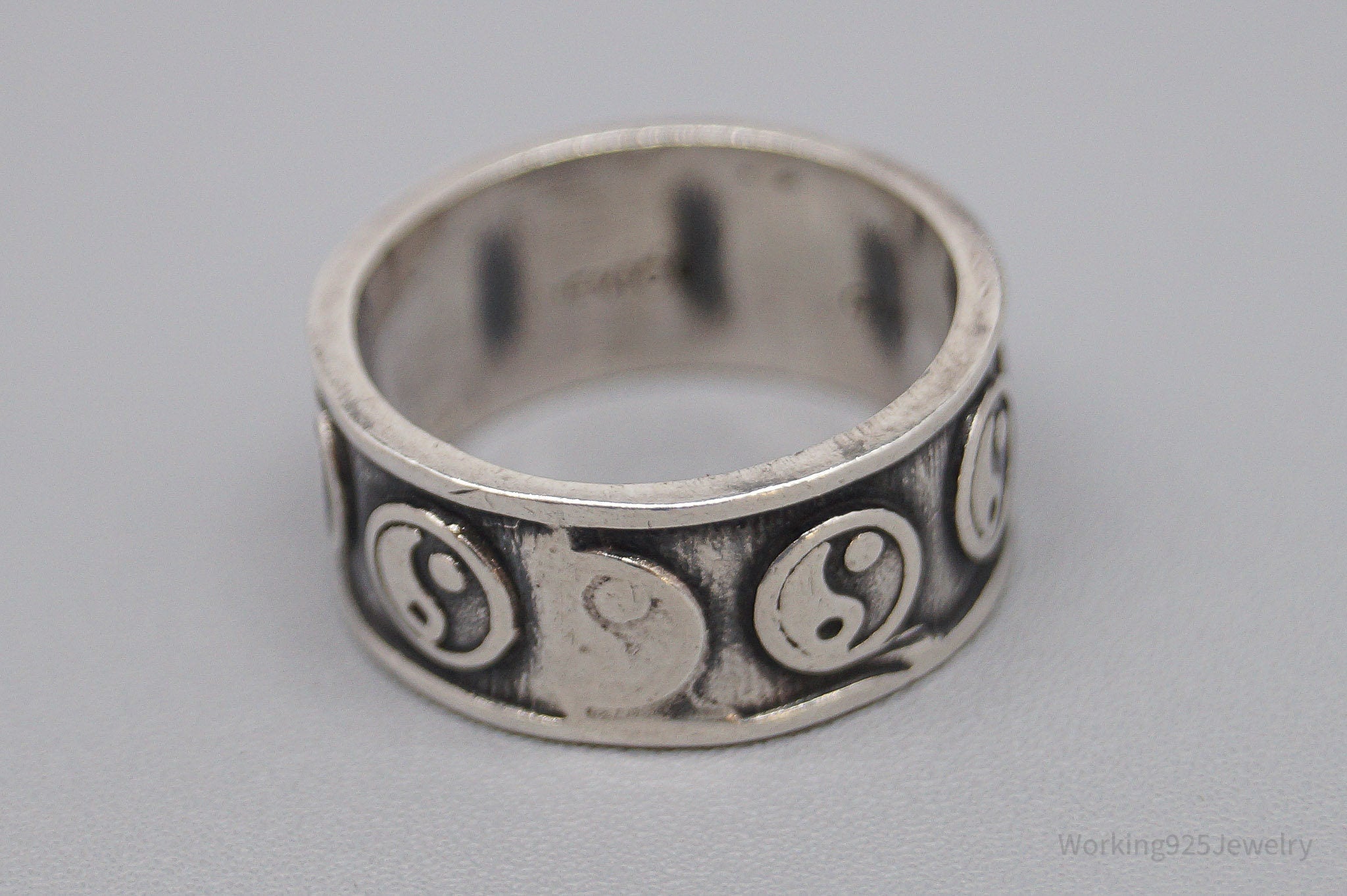 Vintage Yin And Yang Sterling Silver Band Ring - Size 6.5