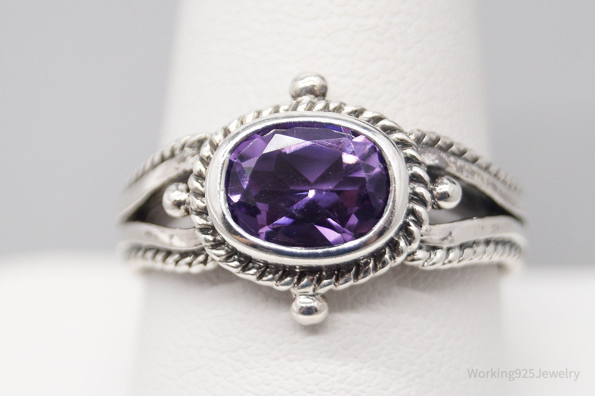 Vintage Amethyst Sterling Silver Ring - Size 10