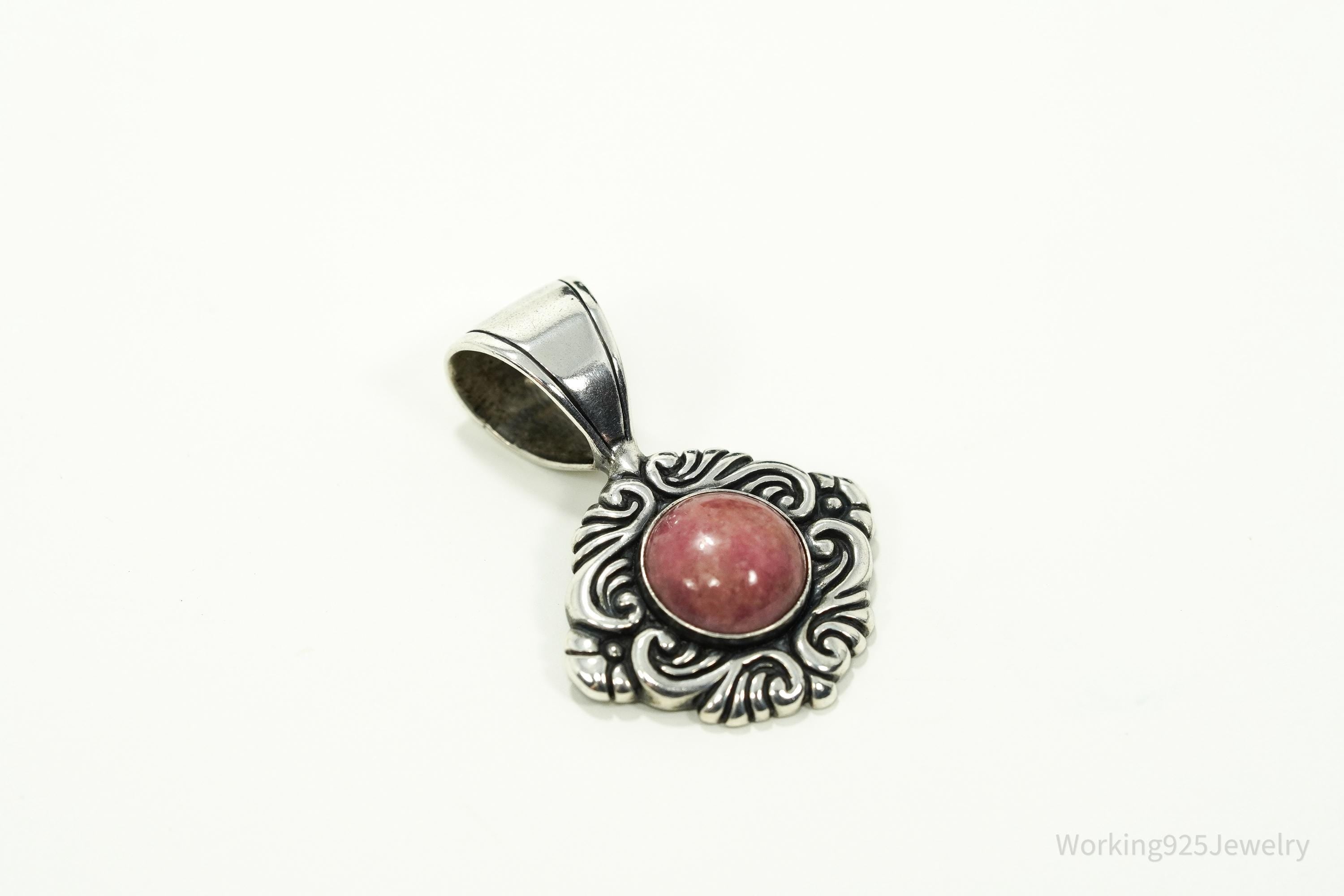 Vintage Western Style Rhodonite Sterling Silver Pendant