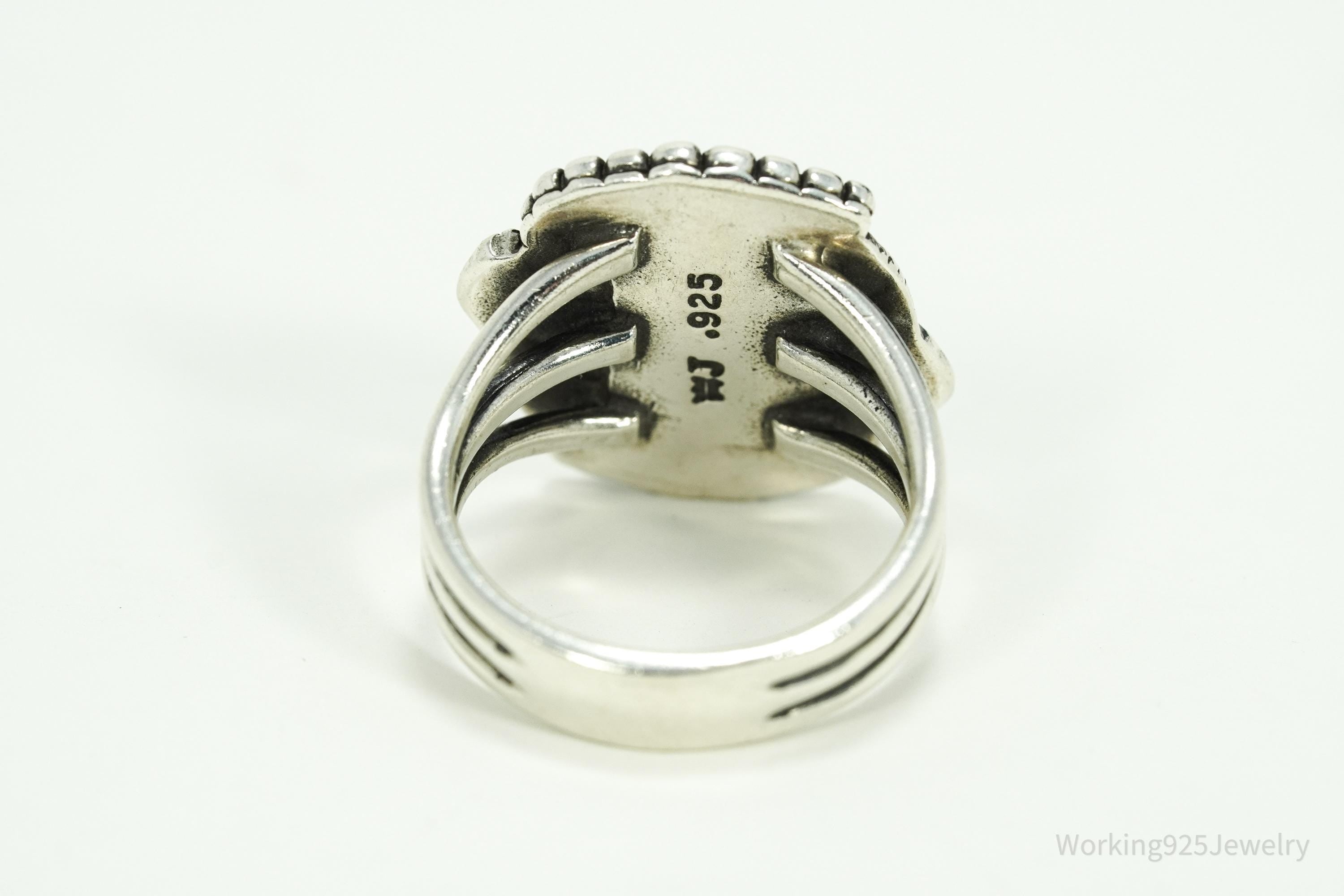 Vintage Native WJ Waldeck Johnson Turquoise Sterling Silver Ring Size 9