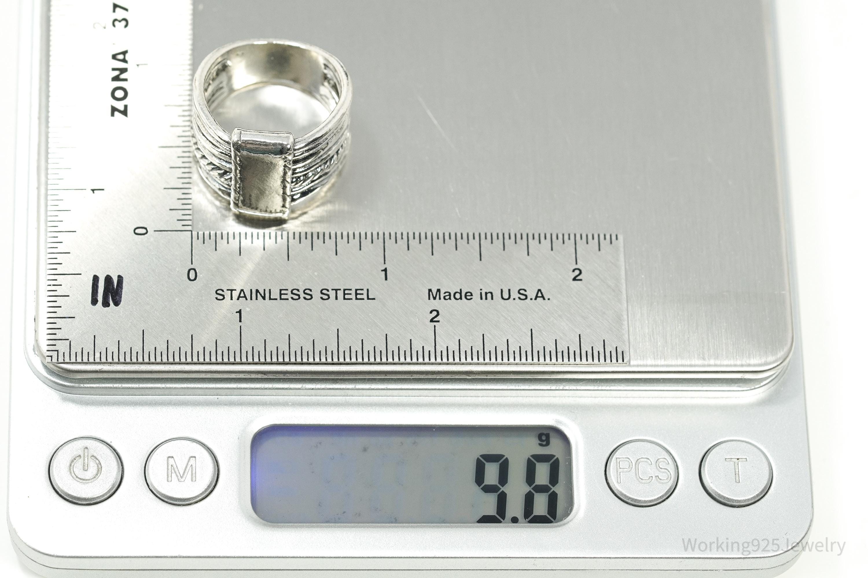 Vintage Designer Paz PZ Israel Sterling Silver Band Ring - Size 7.75