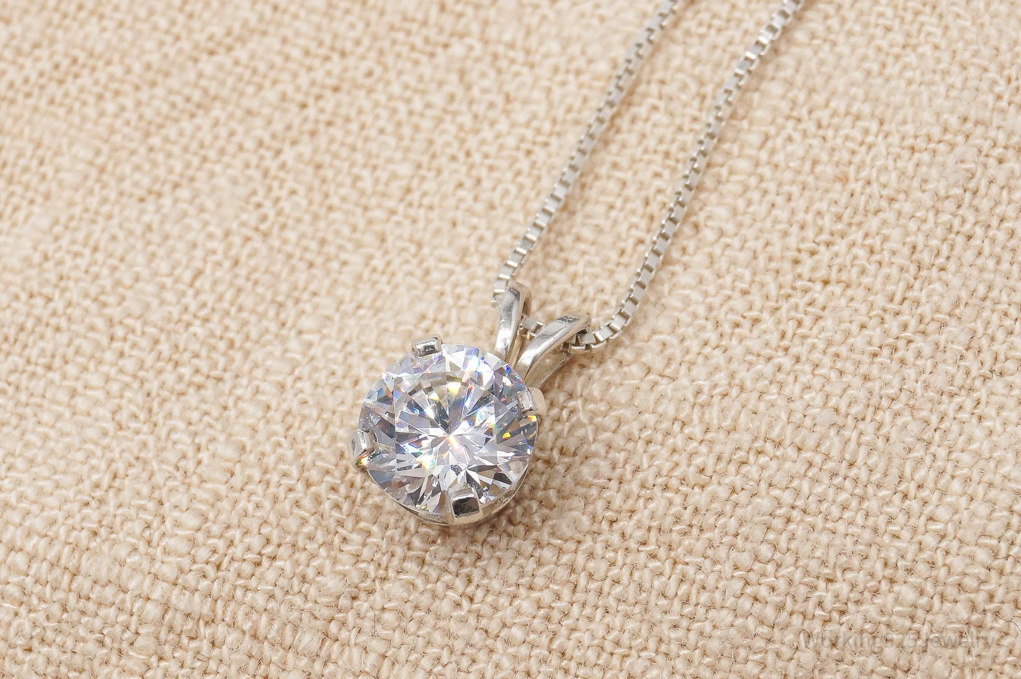 Vintage Cubic Zirconia Sterling Silver Necklace 18"