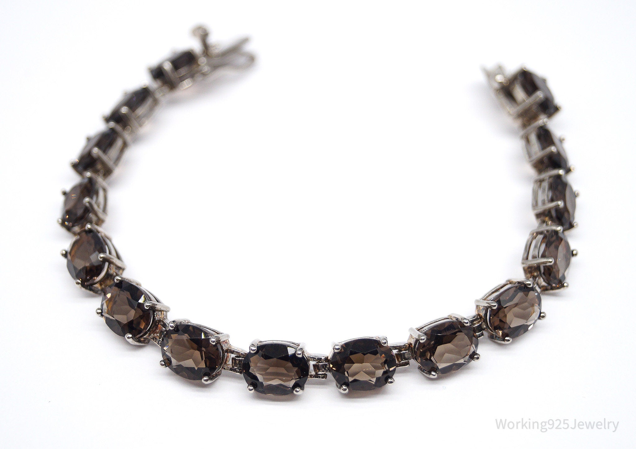 Vintage ALX Smoky Quartz Sterling Silver Bracelet 8"