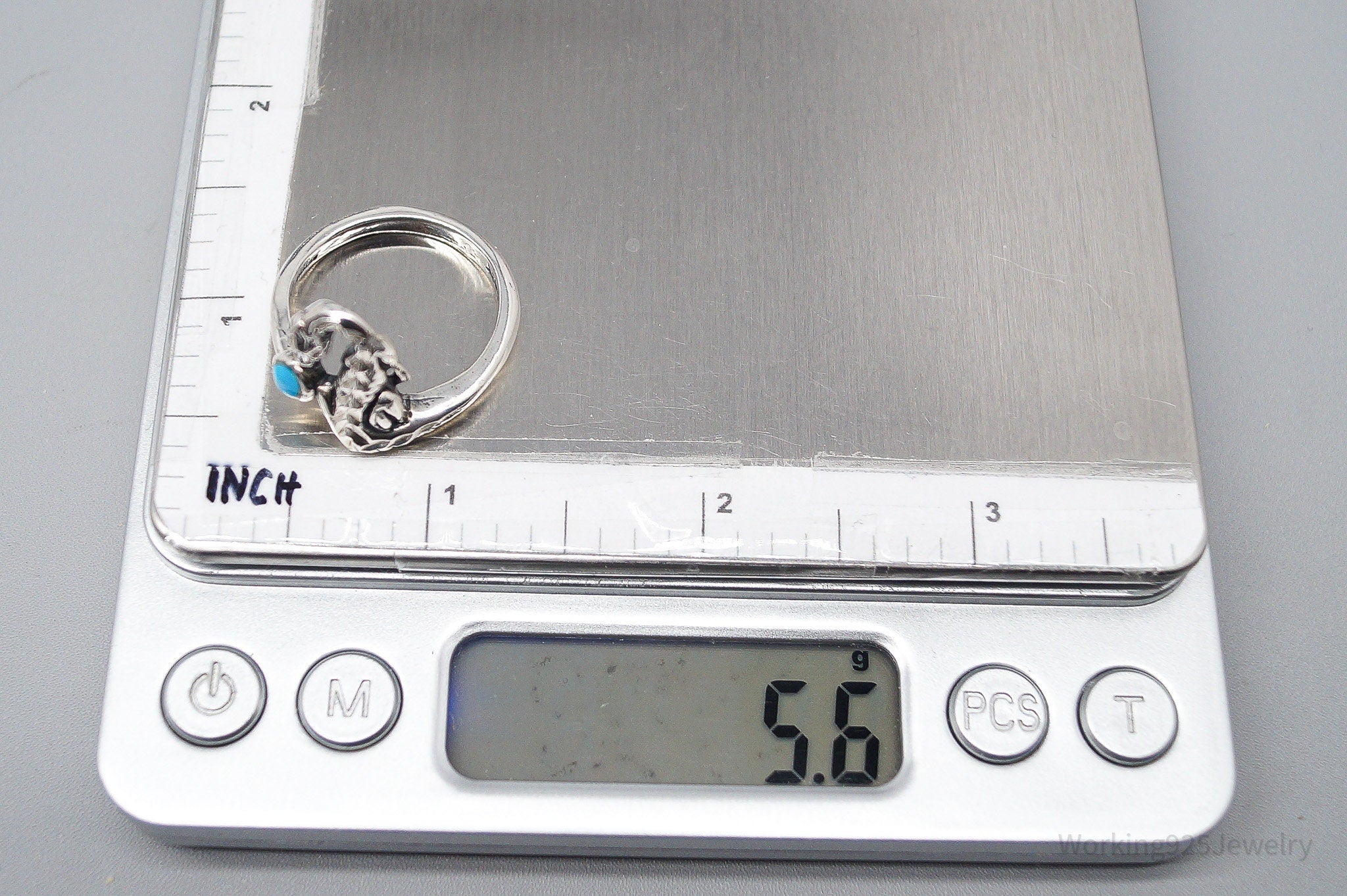 Vintage Wrapped Snake Turquoise Sterling Silver Ring - Size 9.75