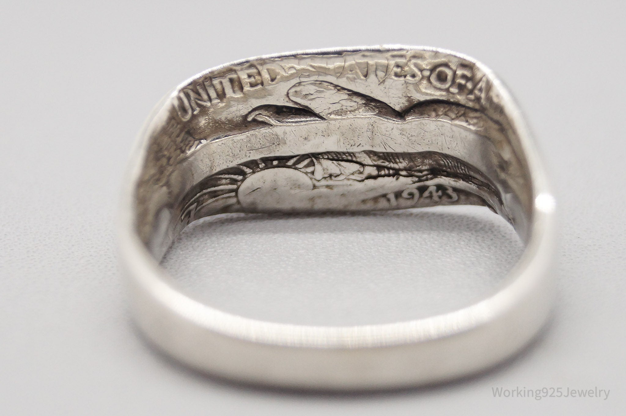 Vintage 1943 Silver Coin Turned Ring - Size 7.5