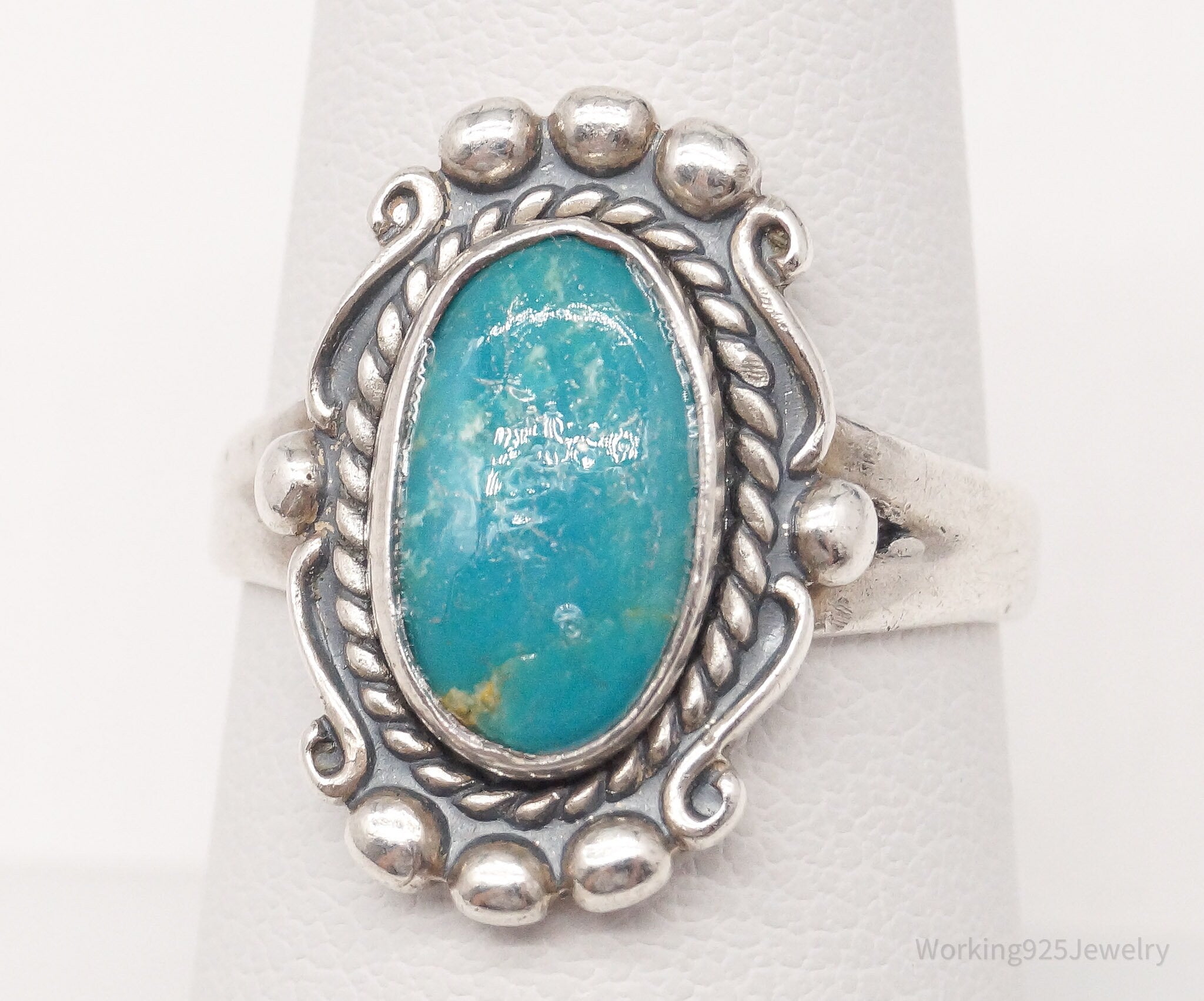 Vintage Bell Trading Post Turquoise Sterling Silver Ring - Size 7.5