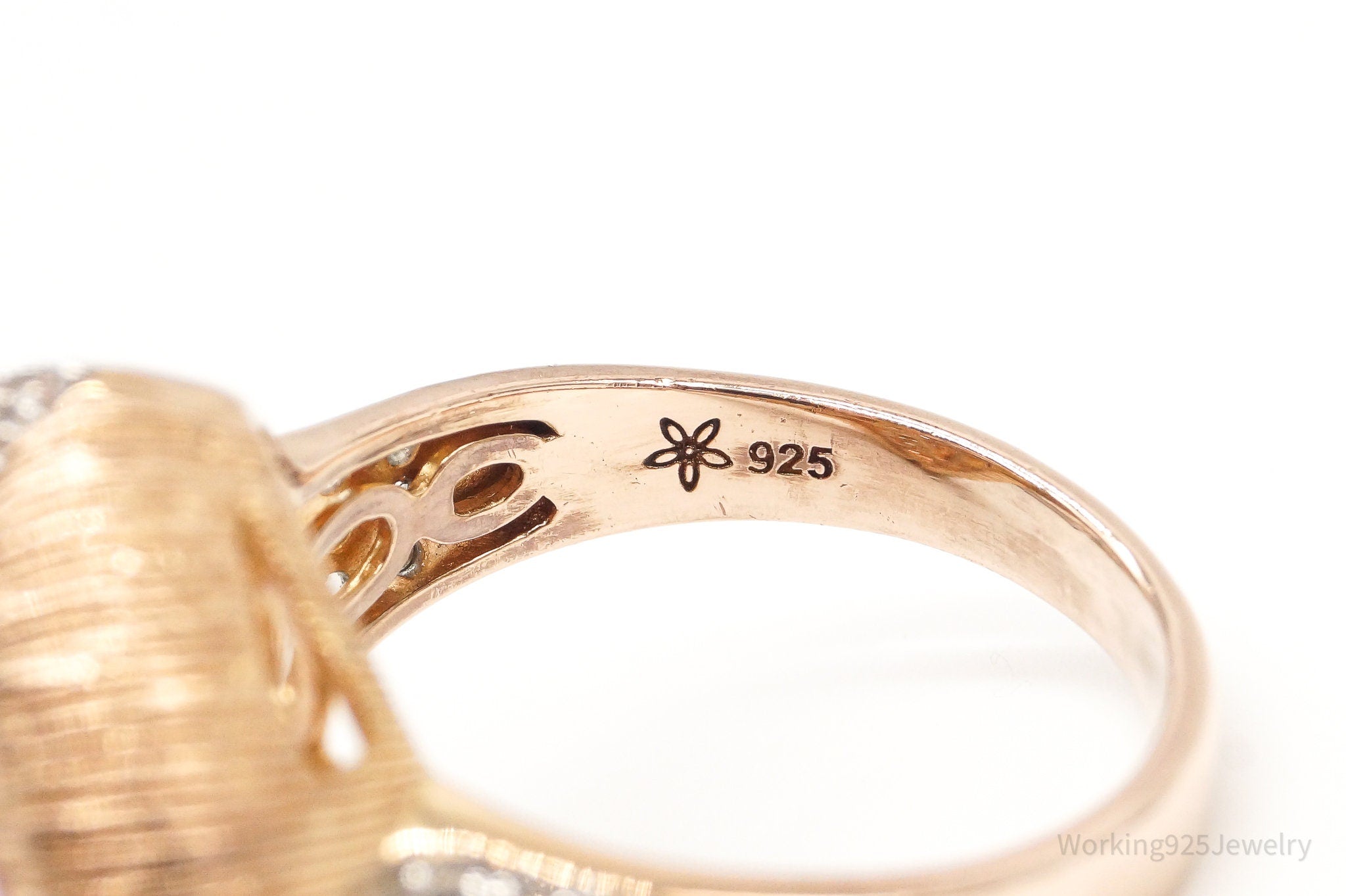 Vintage Amethyst Cubic Zirconia Rose Gold Vermeil Sterling Silver Ring SZ 9