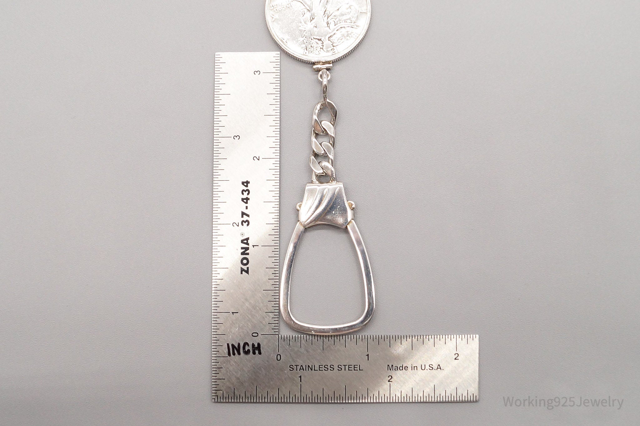 Vintage 1929 Walking Liberty Half Dollar Coin Sterling Silver Keychain