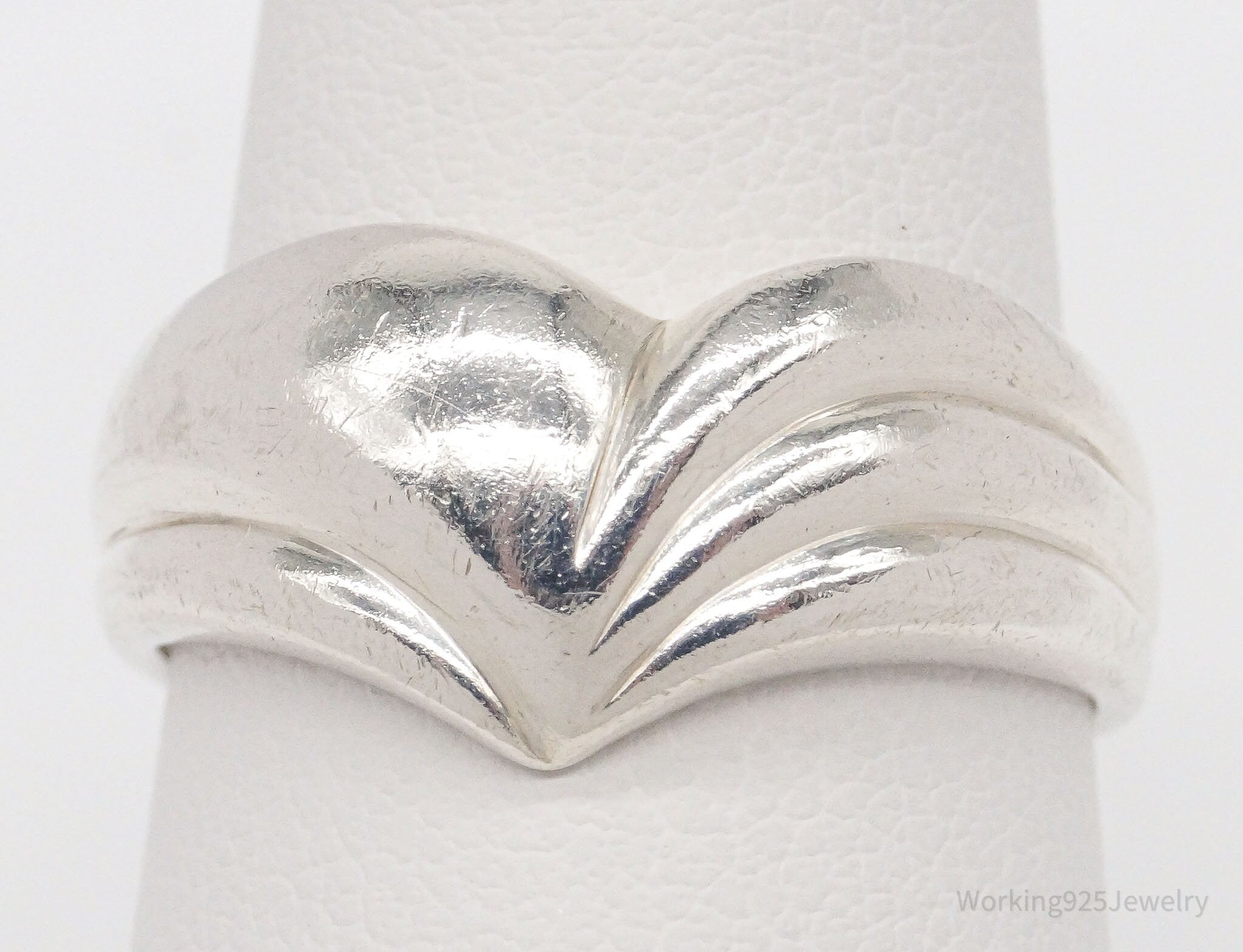 Vintage Modernist Style Sterling Silver Ring - Size 7.75