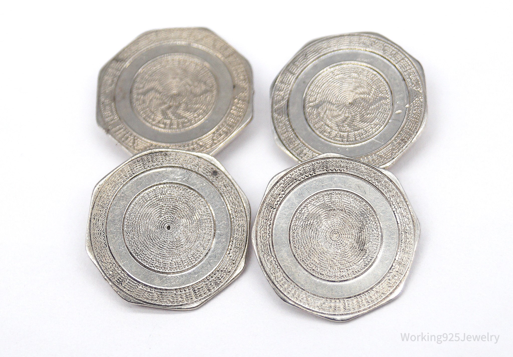 Antique Octagon Sterling Silver Cufflinks