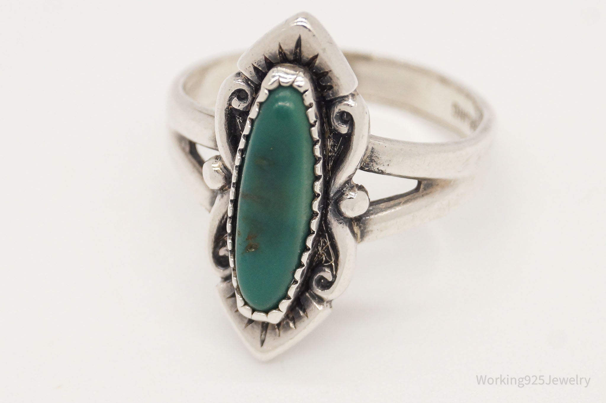 Vintage Native Bell Trading Post Turquoise Sterling Silver Ring - Size 6.5