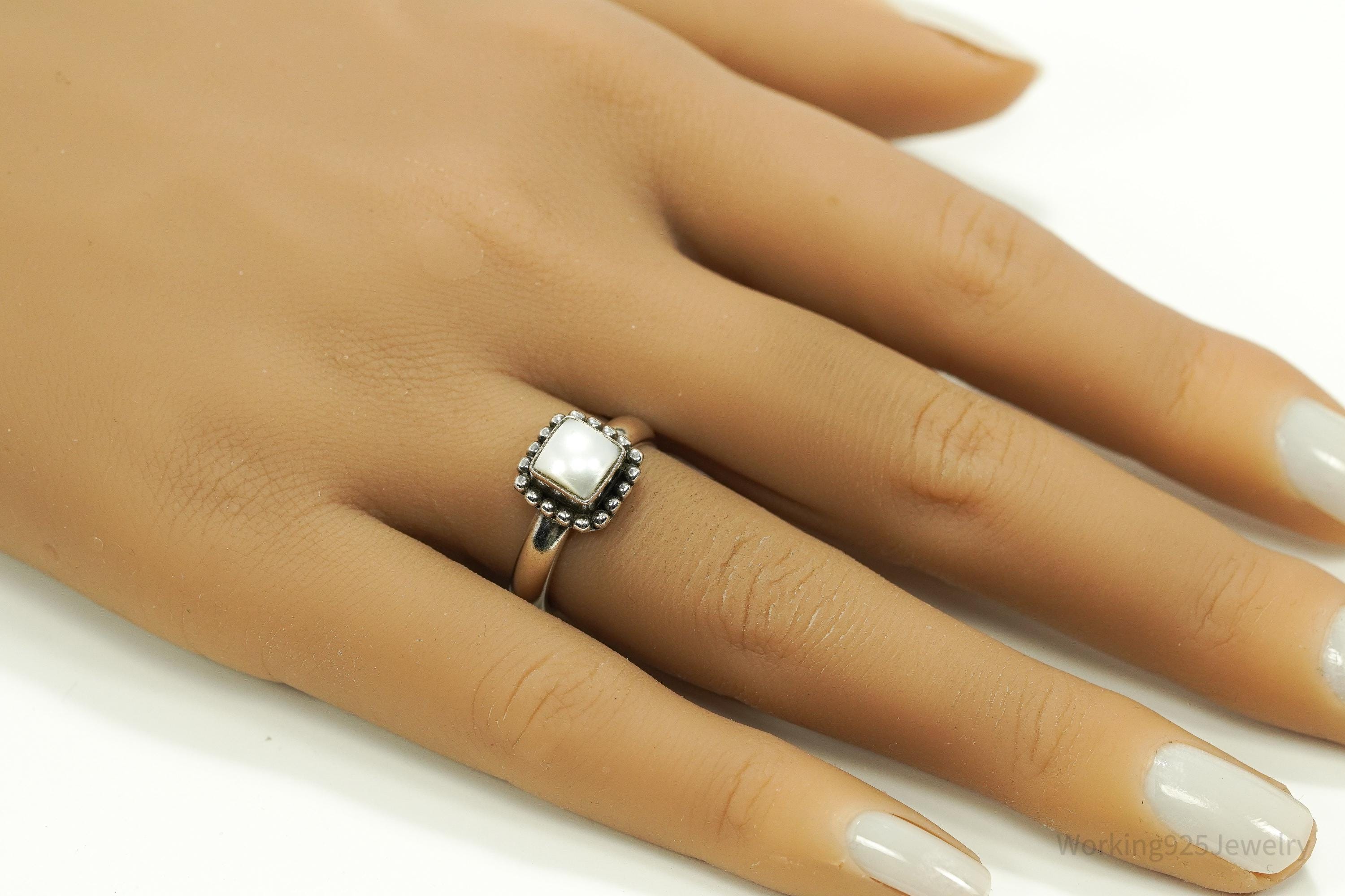 Vintage Silpada Pearl Retired Sterling Silver Ring - Size 7