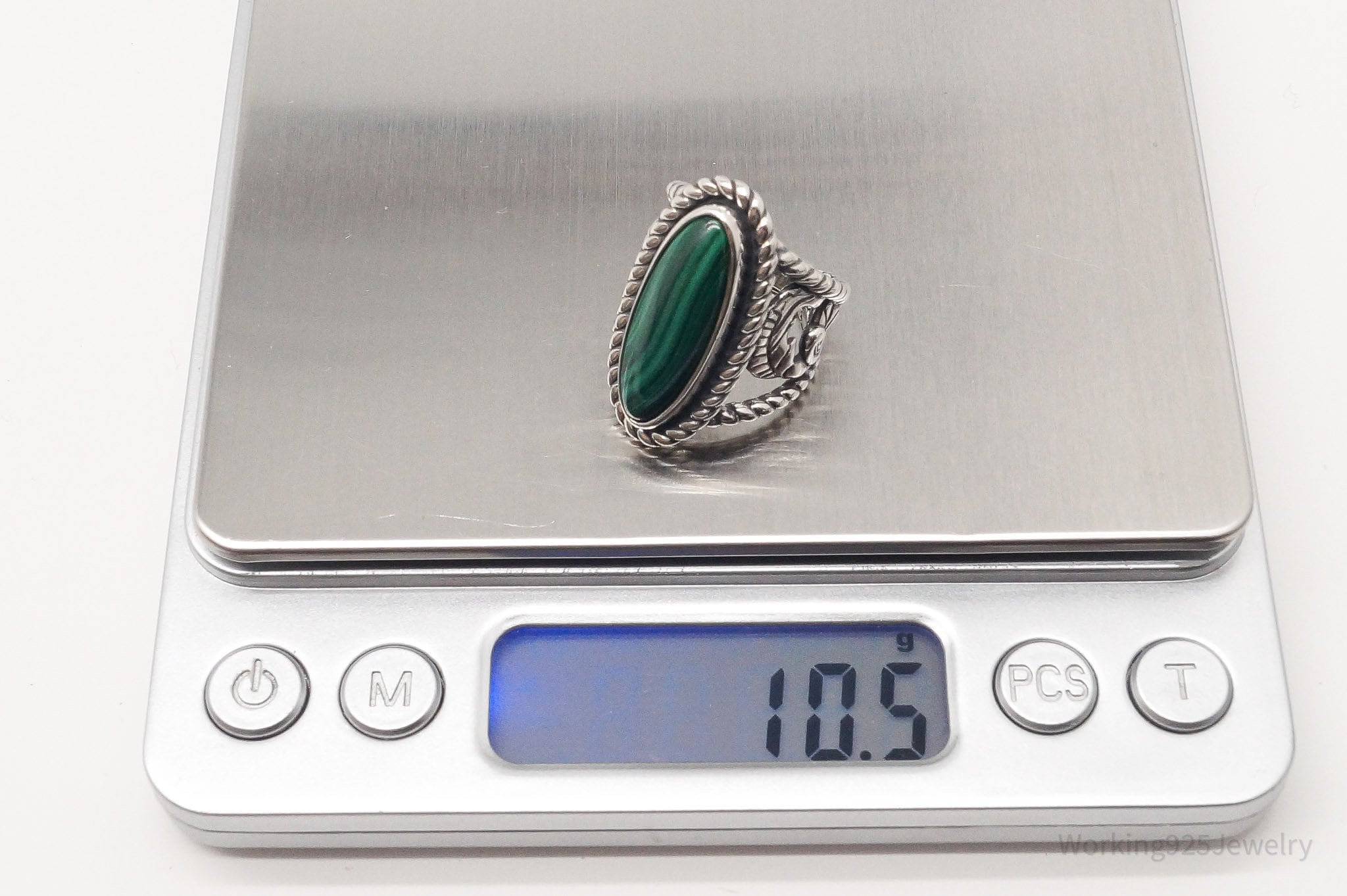 Vintage Carolyn Pollack Relios AW Malachite Sterling Silver Ring - Size 5