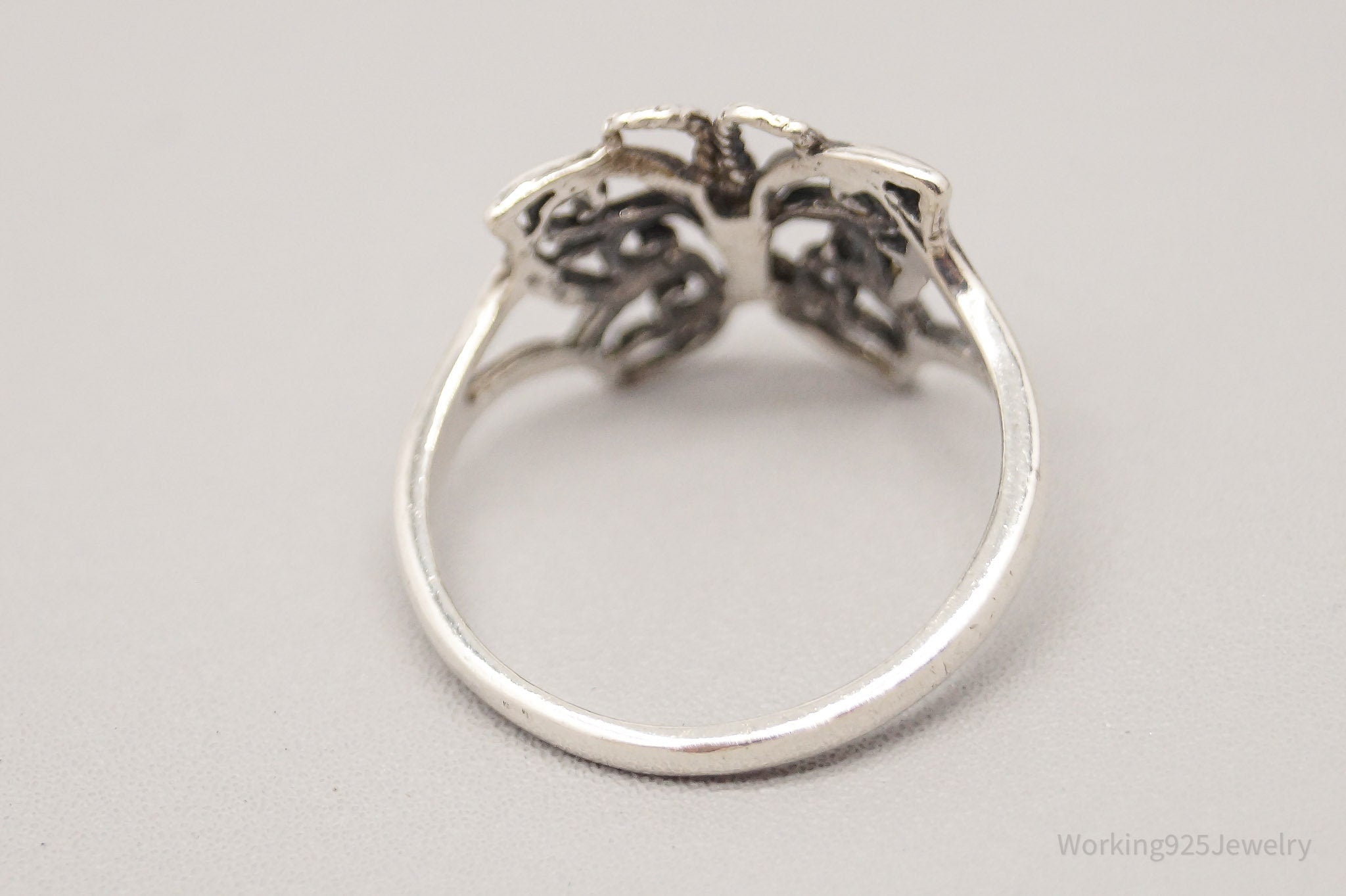 Vintage Butterfly With Swirls Sterling Silver Ring - Size 8.25