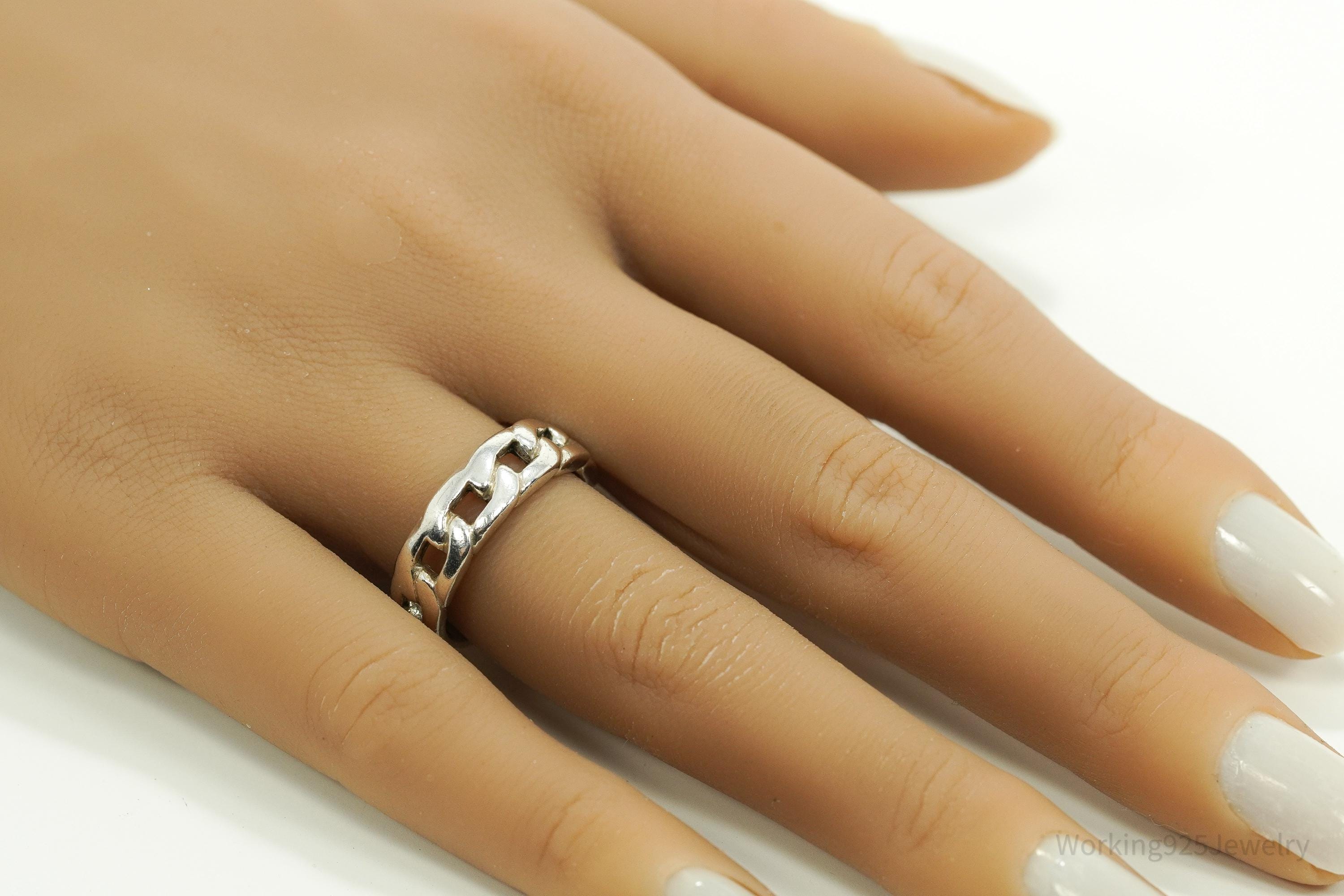 Vintage Chainlink Sterling Silver Ring - Size 8