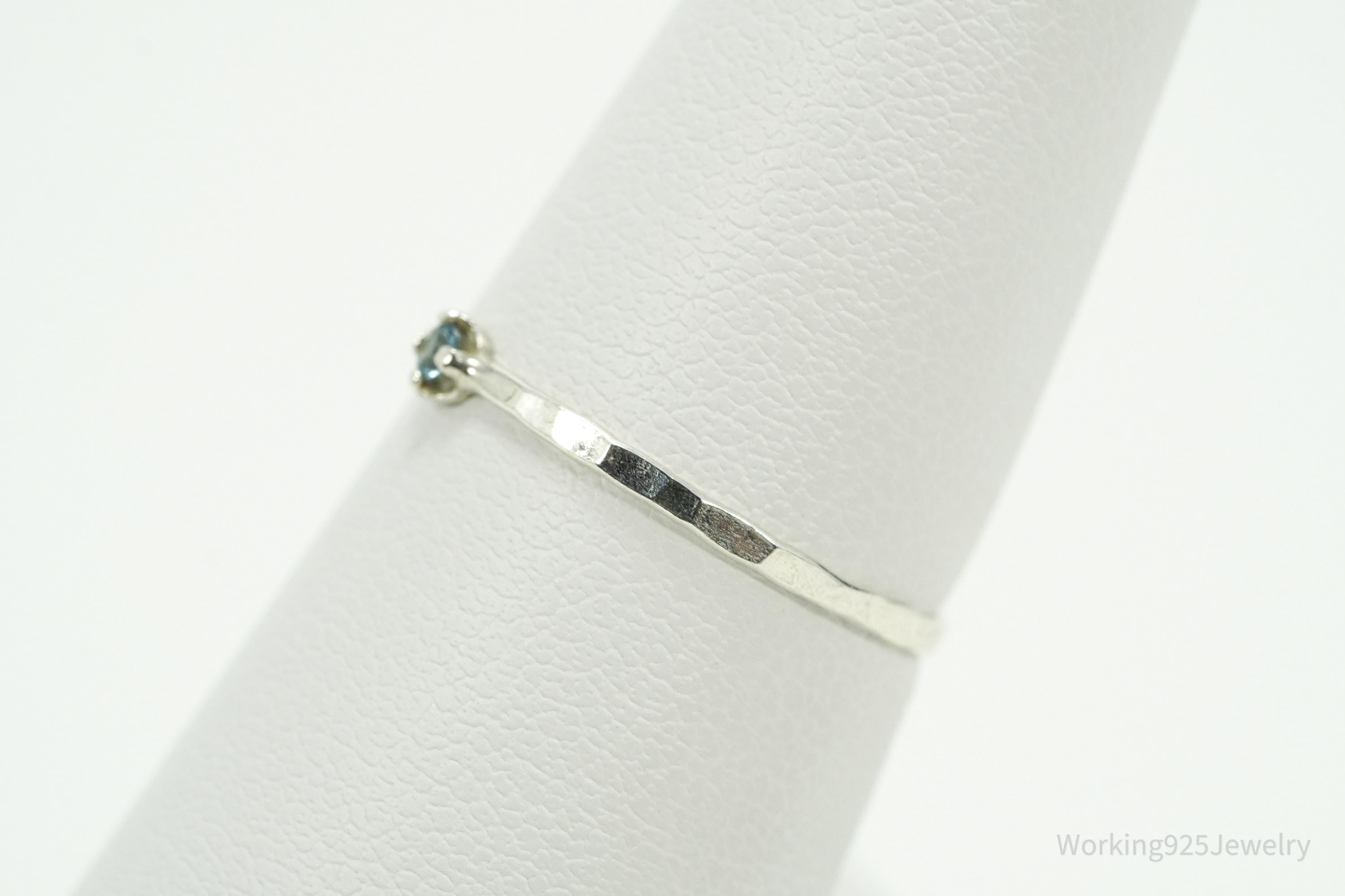 Vintage Blue Topaz Silver Ring - Size 7.25