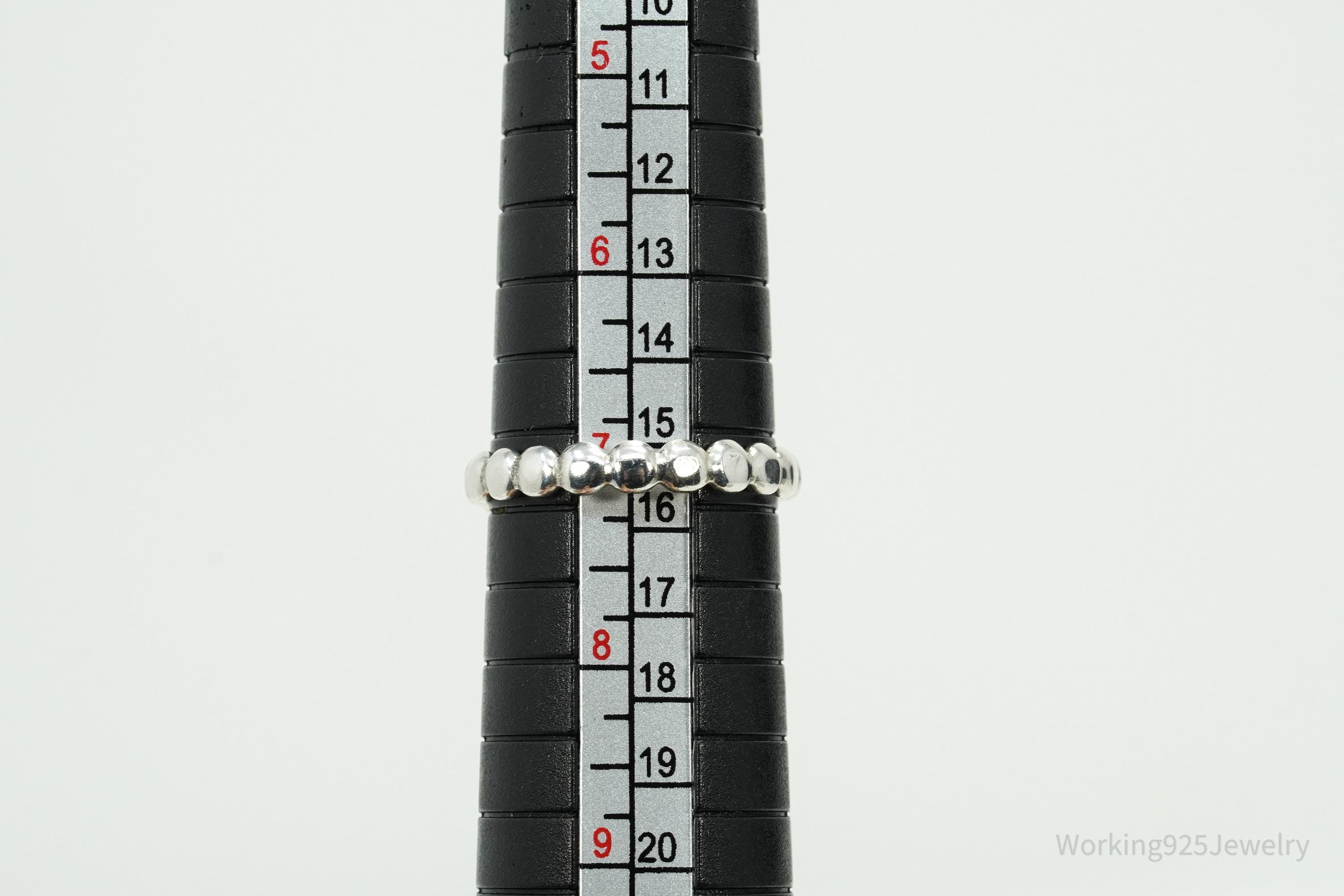 Vintage Agate Modernist Style Silver Ring - Size 7