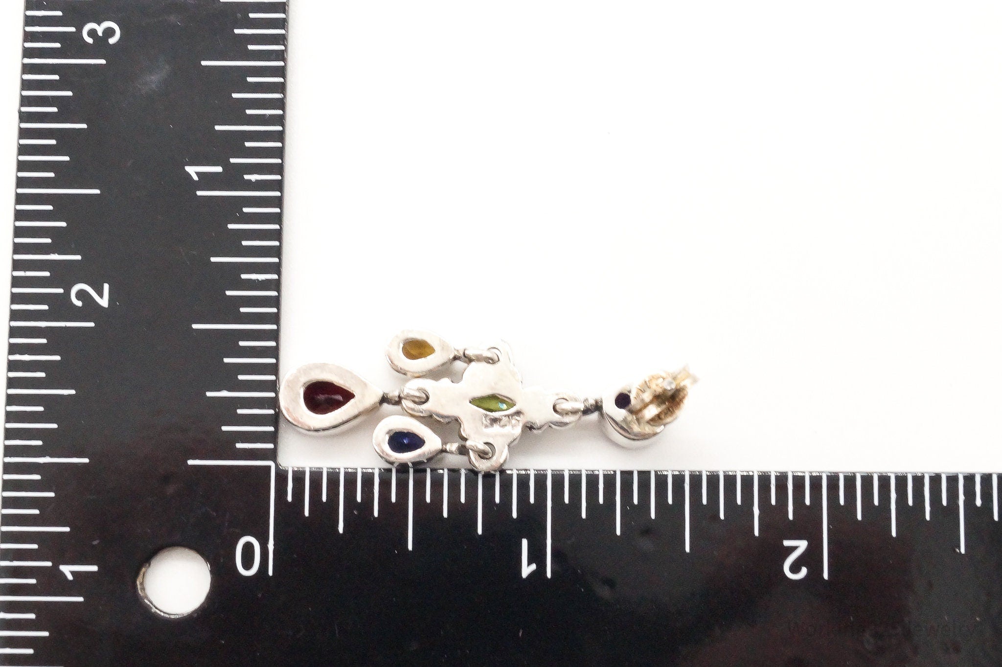 Vintage Multi Gemstone Bali Style Sterling Silver Earrings