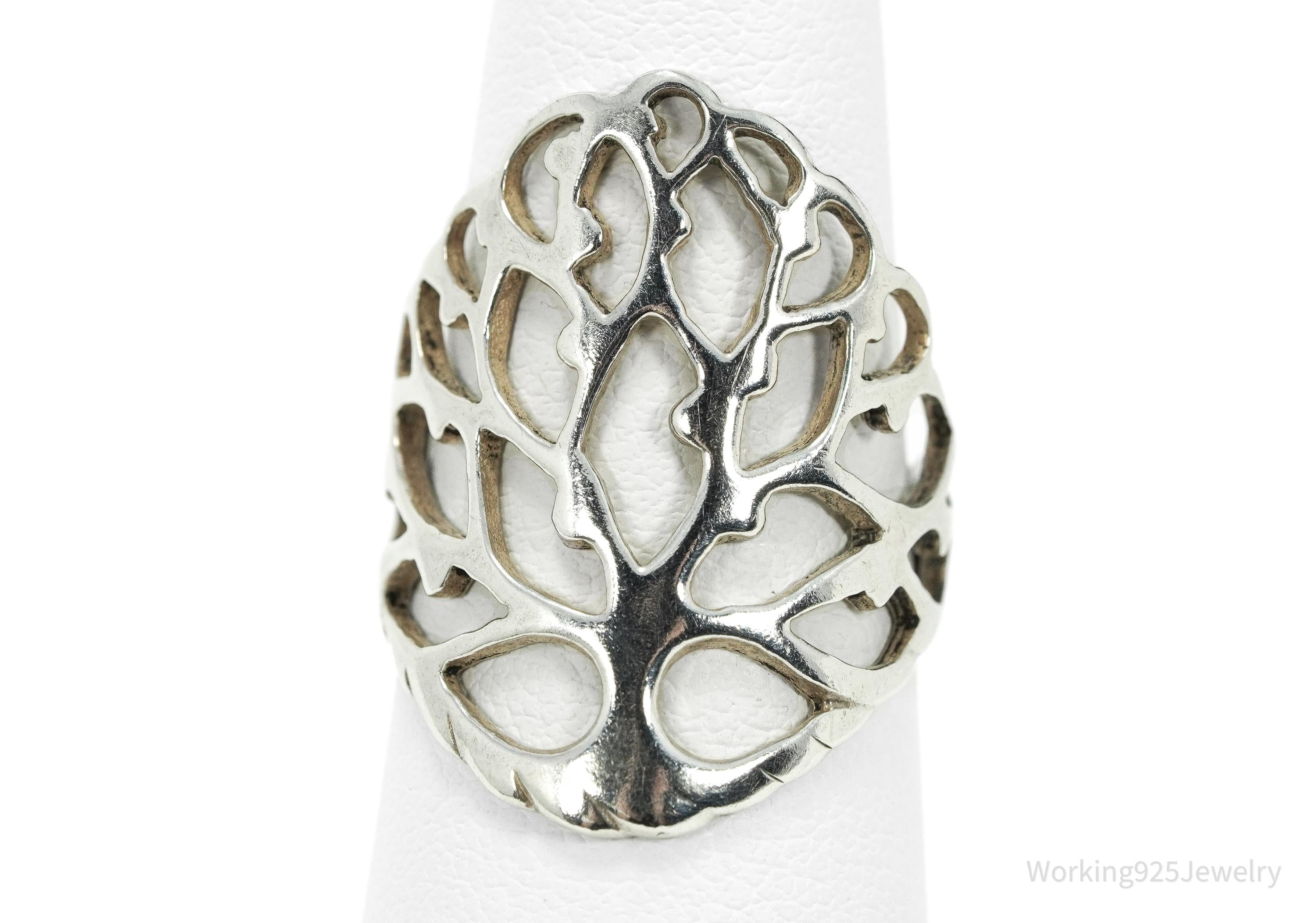 Vintage Tree Of Life Sterling Silver Ring - Size 6