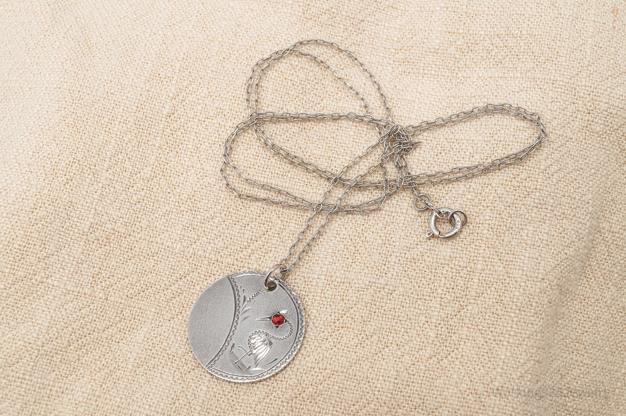 Antique Vintage 1874 Seated Liberty Dime Coin Sterling Silver Chain Necklace - 20"