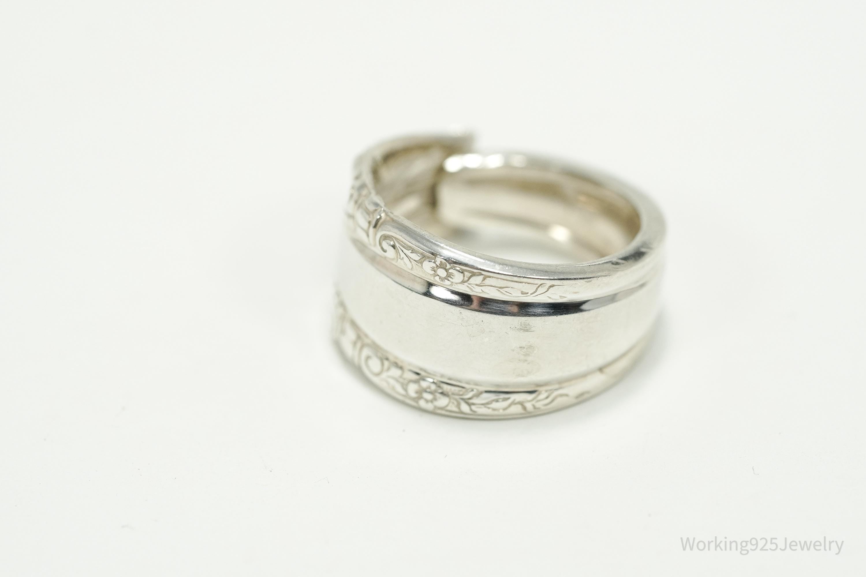 Antique Art Deco Sterling Silver Spoon Ring - Size 8