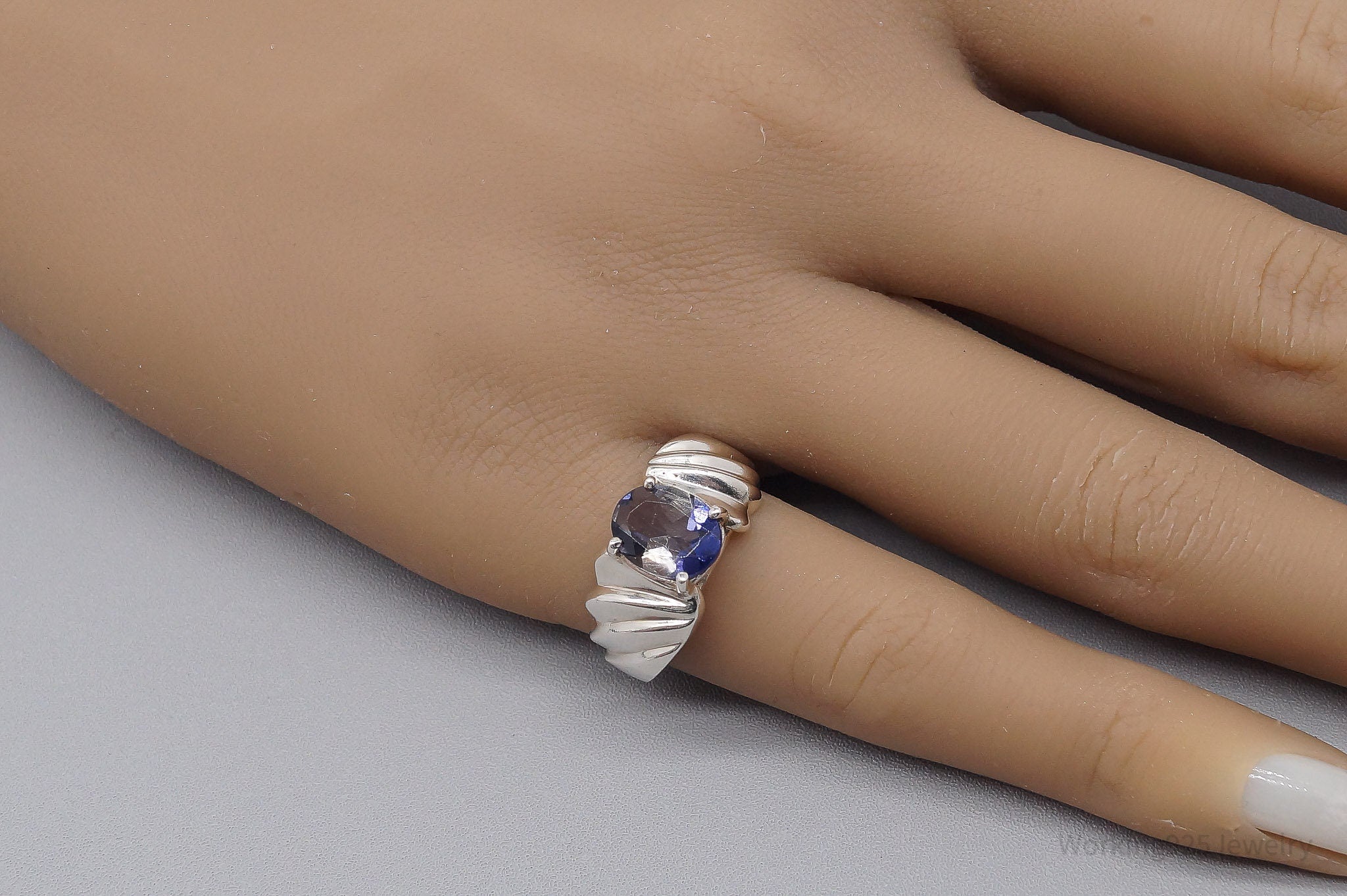 Vintage Lab Tanzanite Sterling Silver Ring - Size 6