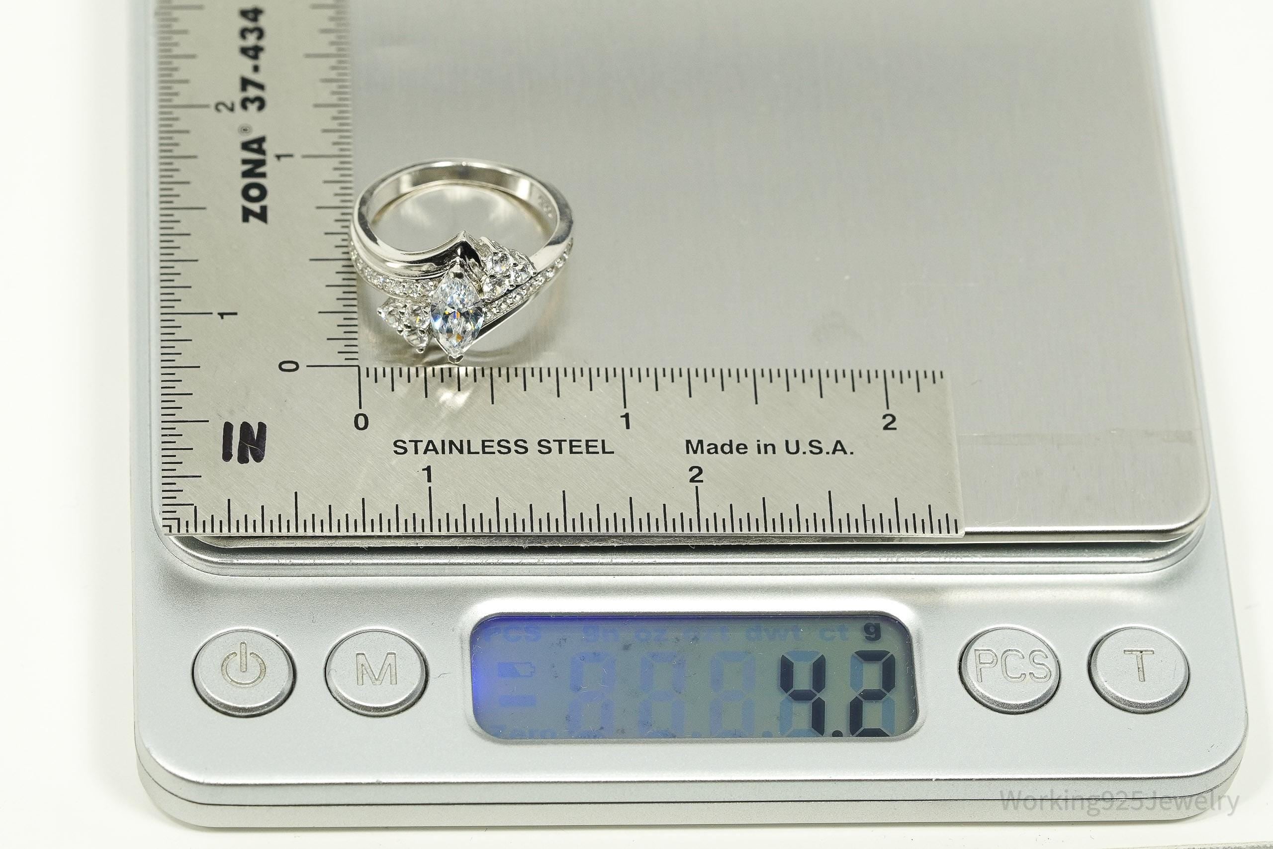 Vintage Cubic Zirconia Sterling Silver Ring Size 8.25