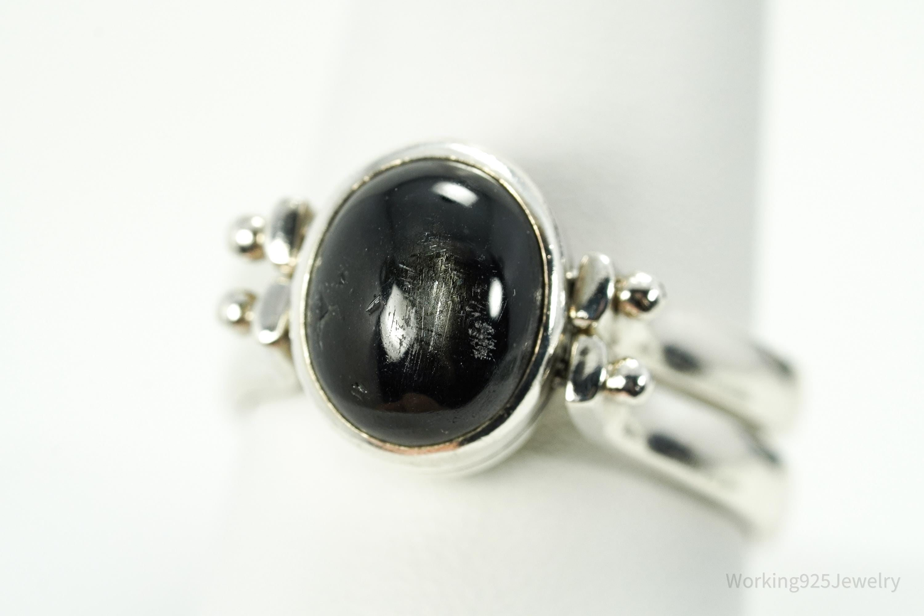 Vintage Citrine & Sheen Obsidian Reversible Silver Ring - Size 11
