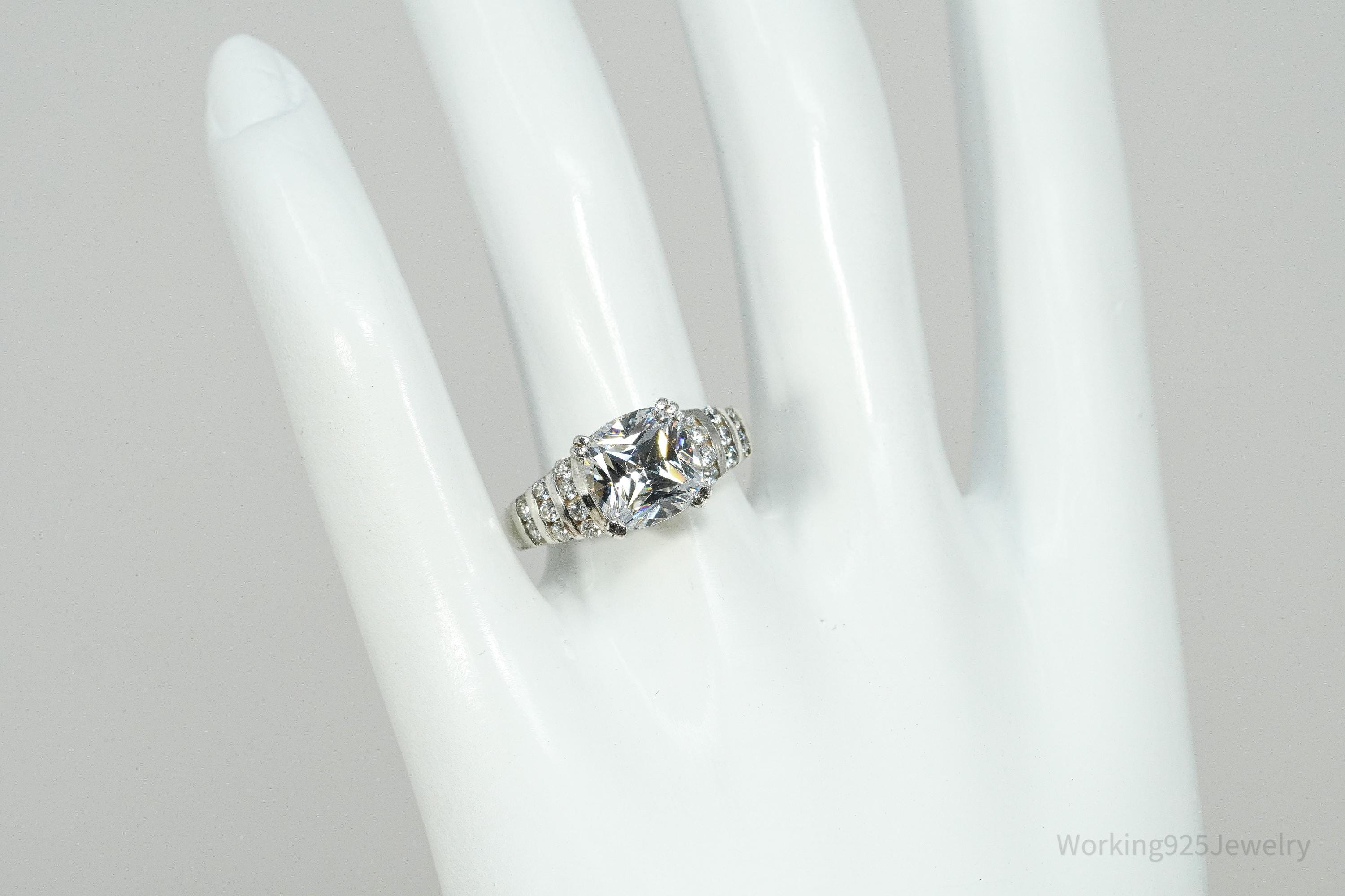 Vintage Diamonique Cubic Zirconia DQCZ Sterling Silver Ring - Size 6.75