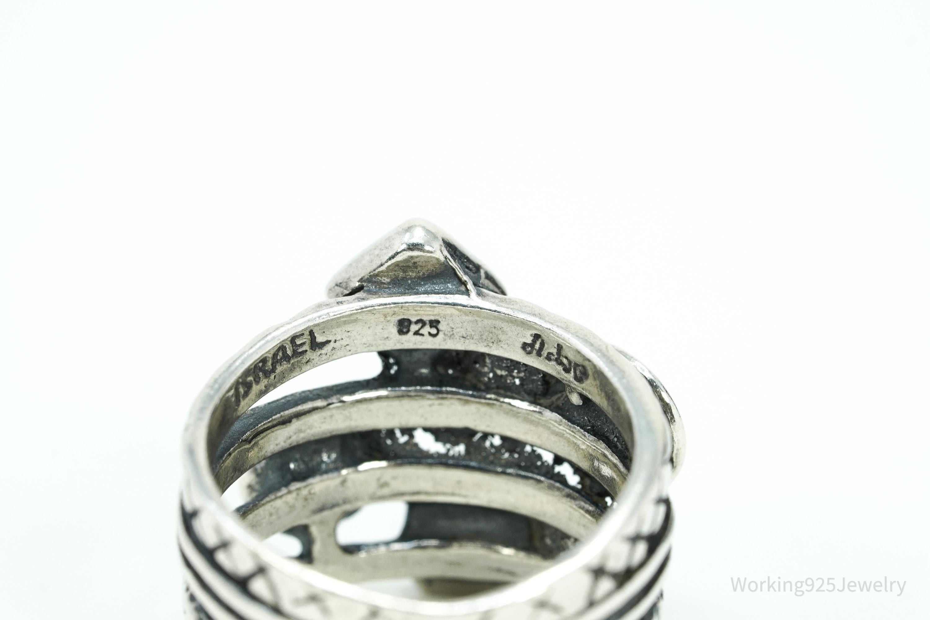 Vintage Shablool Didae Israel Blue Opal Sterling Silver Ring - Size 7.25