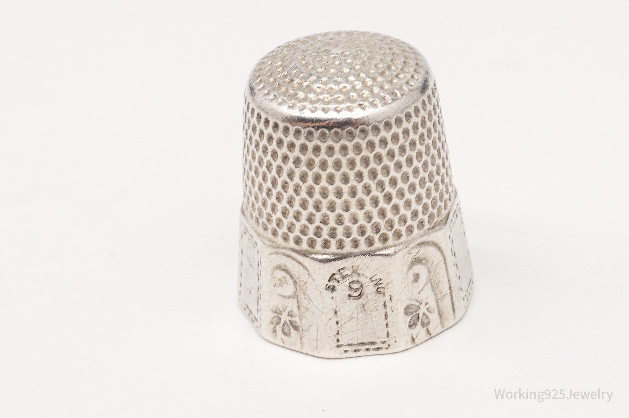 Antique Simons Bros & Co Sterling Silver Thimble Size 9