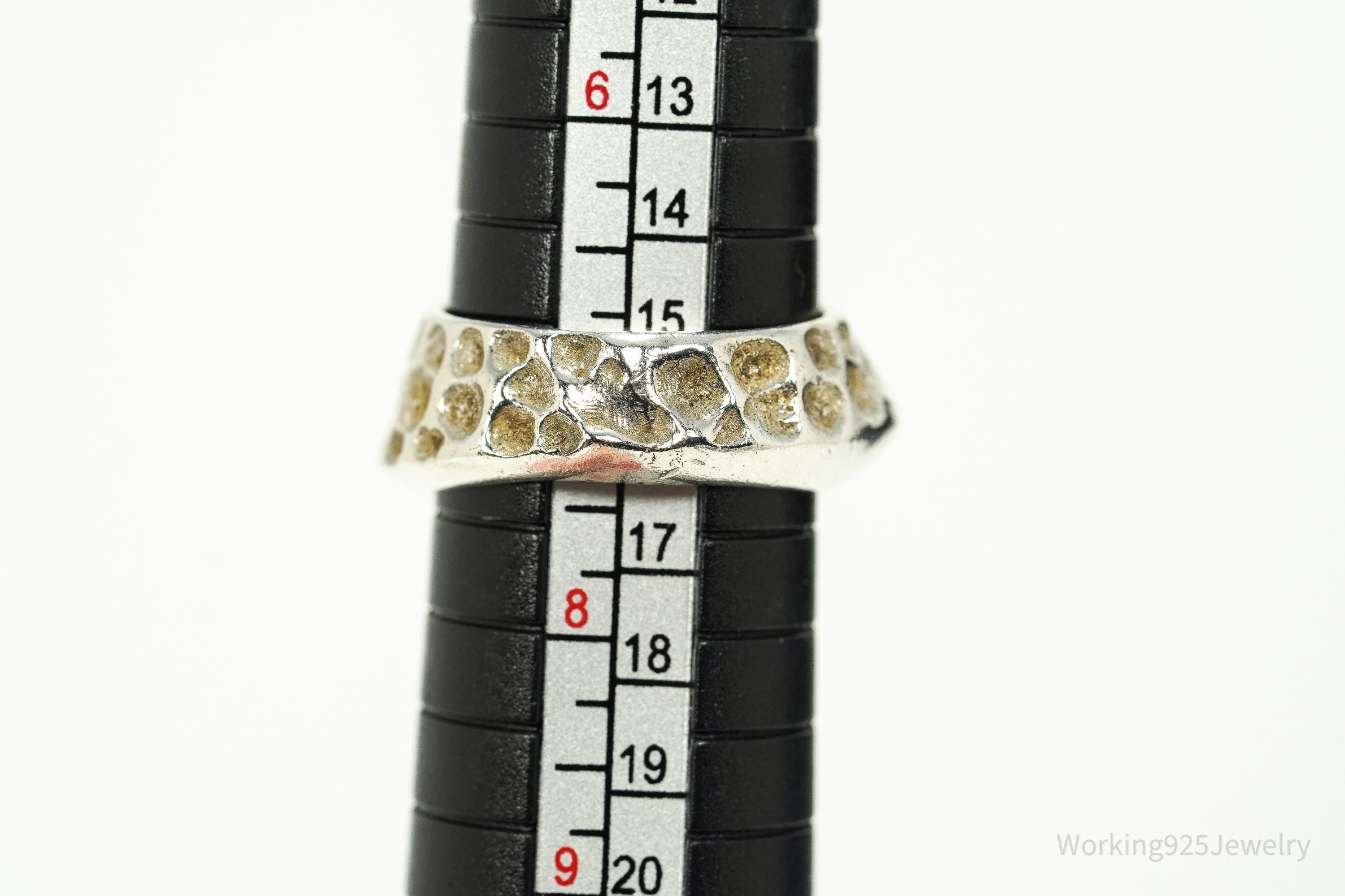 Vintage Pearl Modernist Style Sterling Silver Ring - Size 7.25