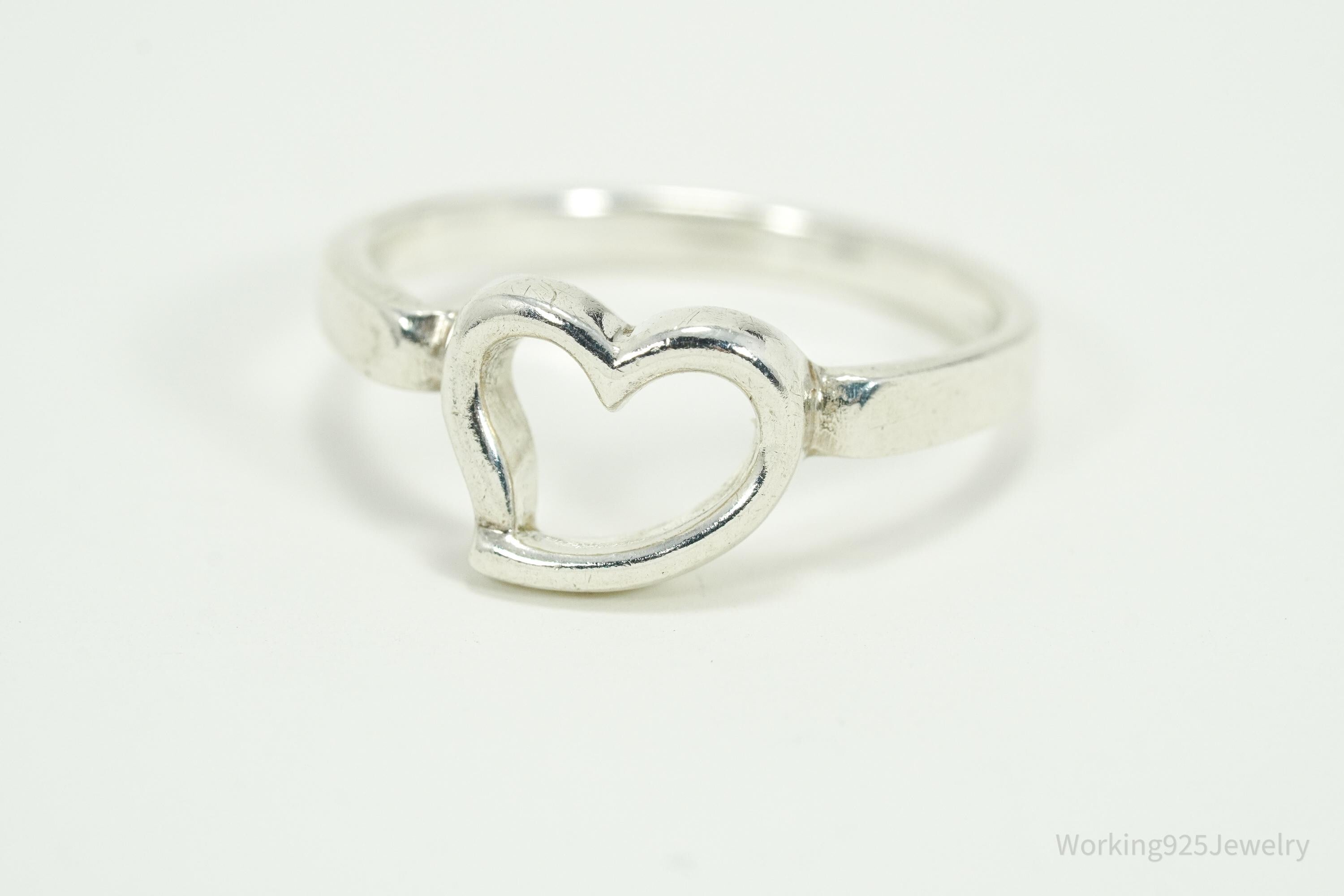 Vintage Heart Sterling Silver Ring - Size 7.5
