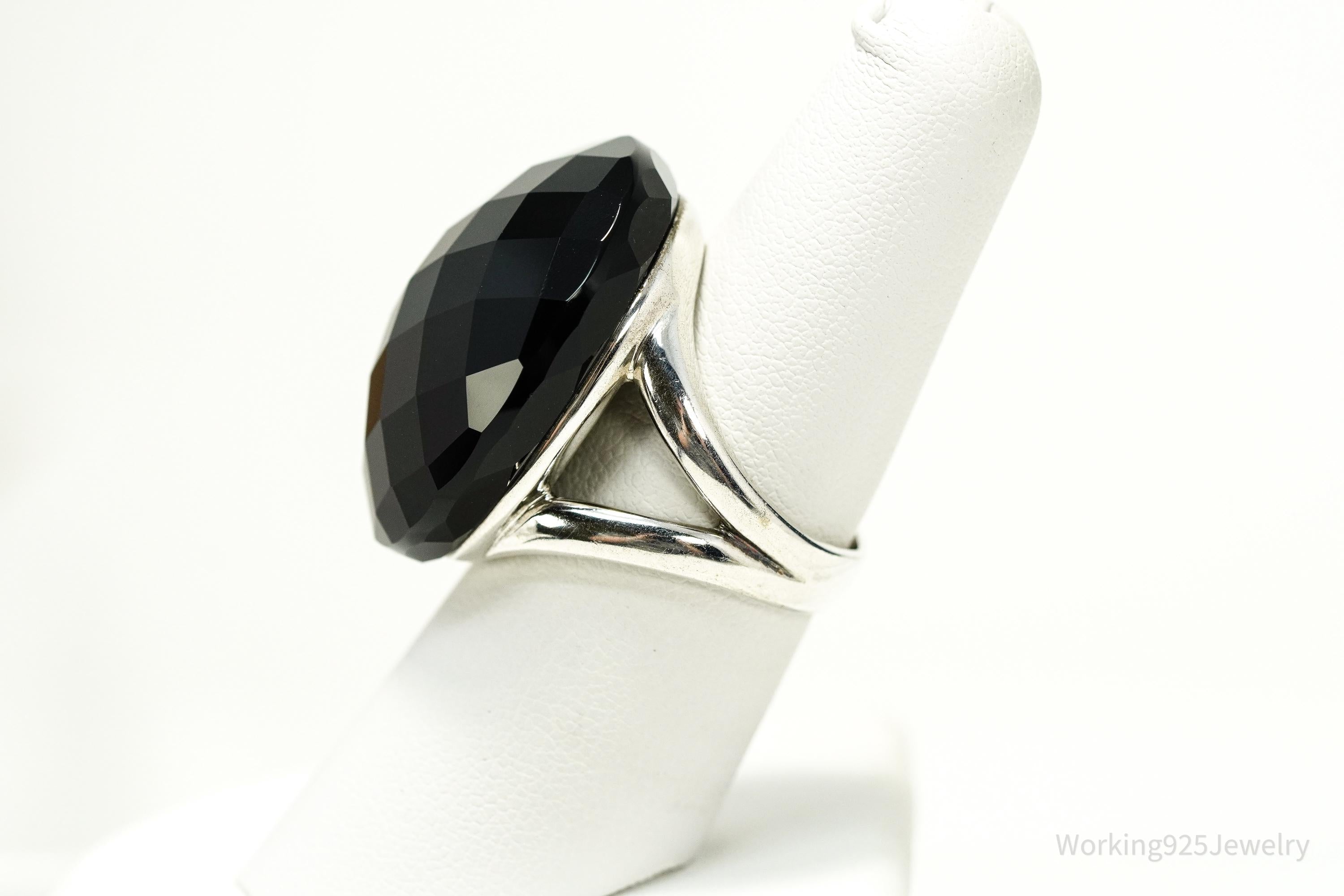 Vintage Whitney Kelly Large Black Onyx Sterling Silver Ring - Size 7