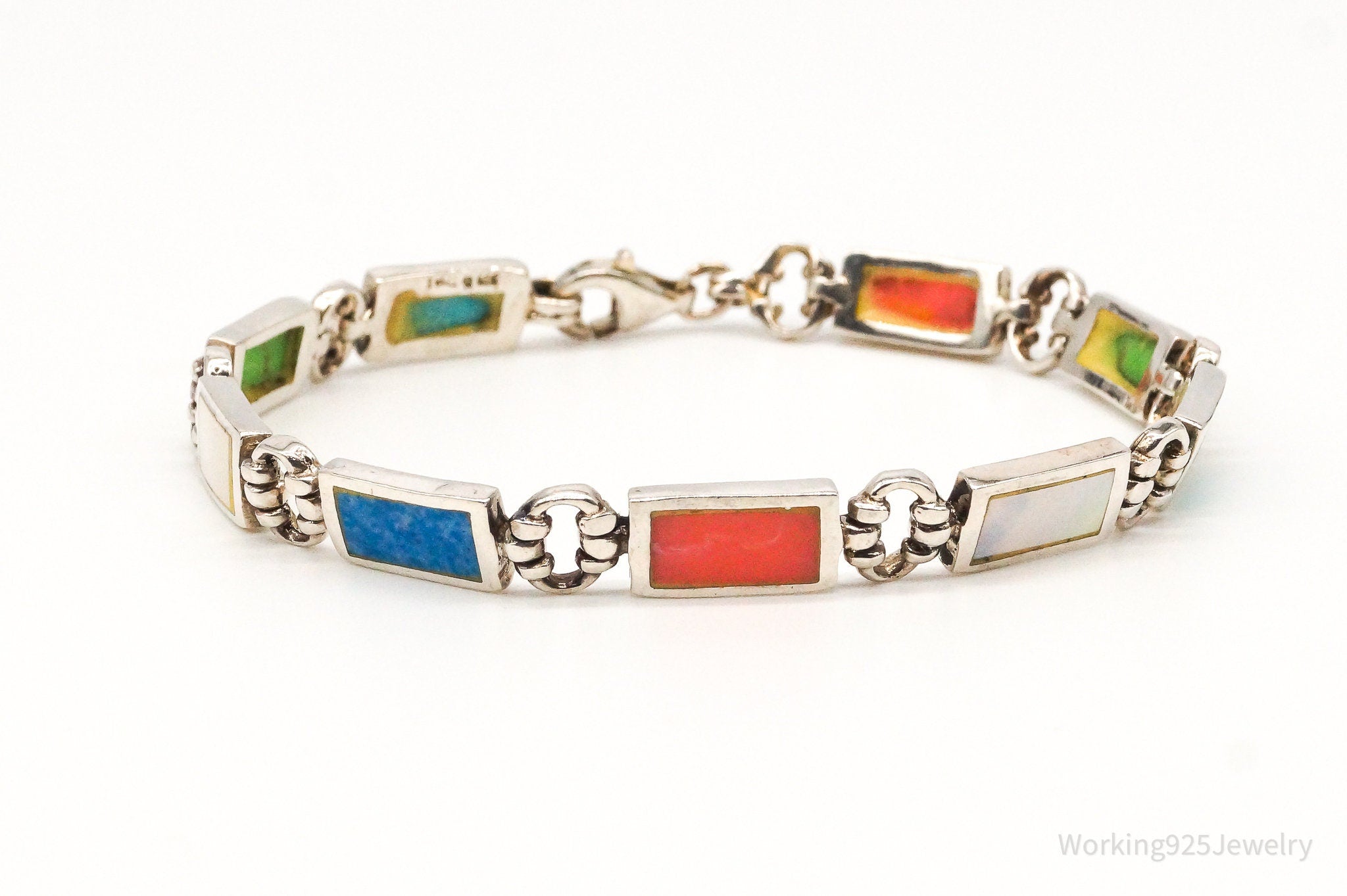 Vintage Multi Gem Sterling Silver Bracelet