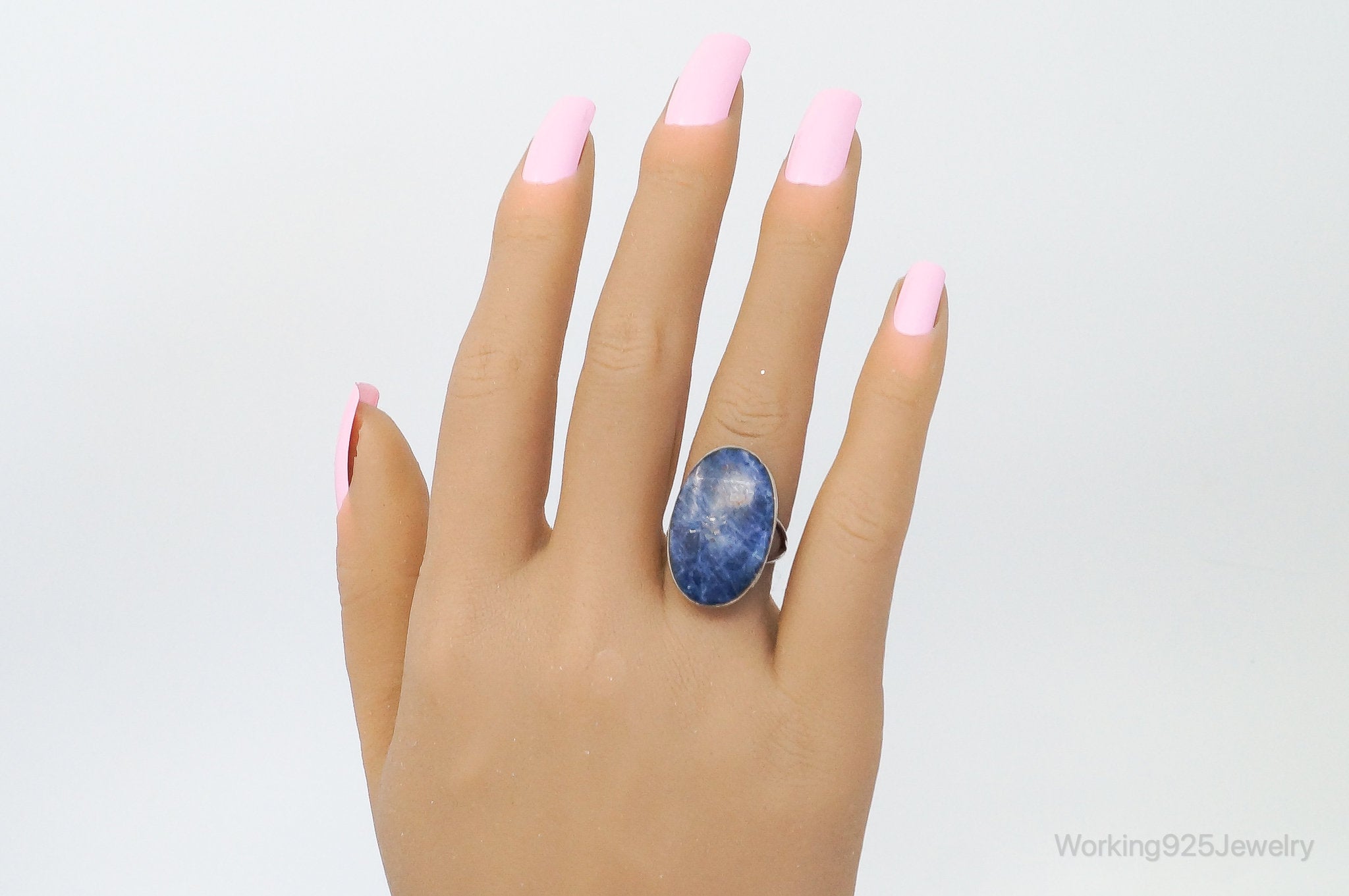 Vintage Mexico Large Sodalite Sterling Silver Ring - SZ 6.25