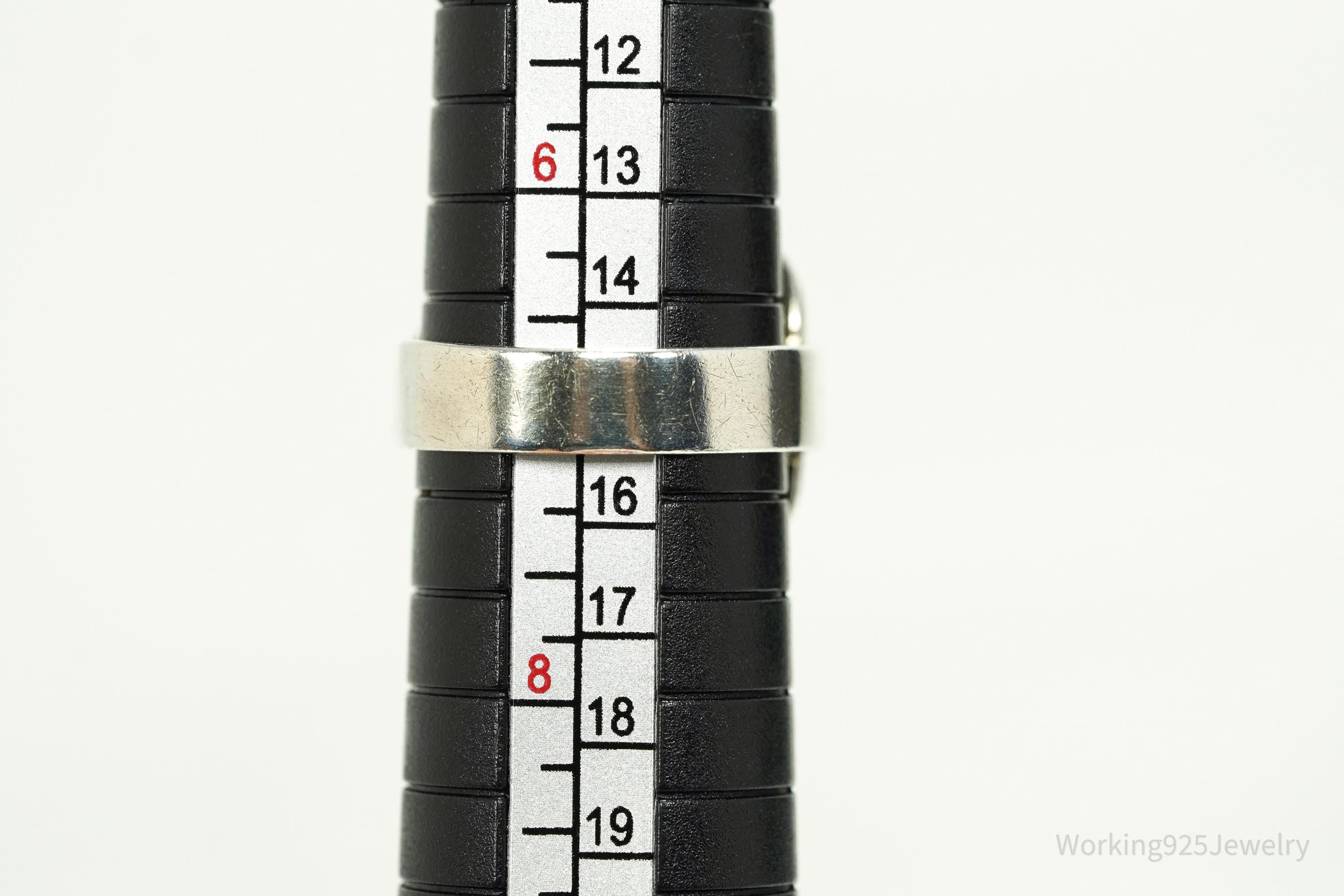 Vintage Egyptian Modernist Style Silver Ring - Size 7