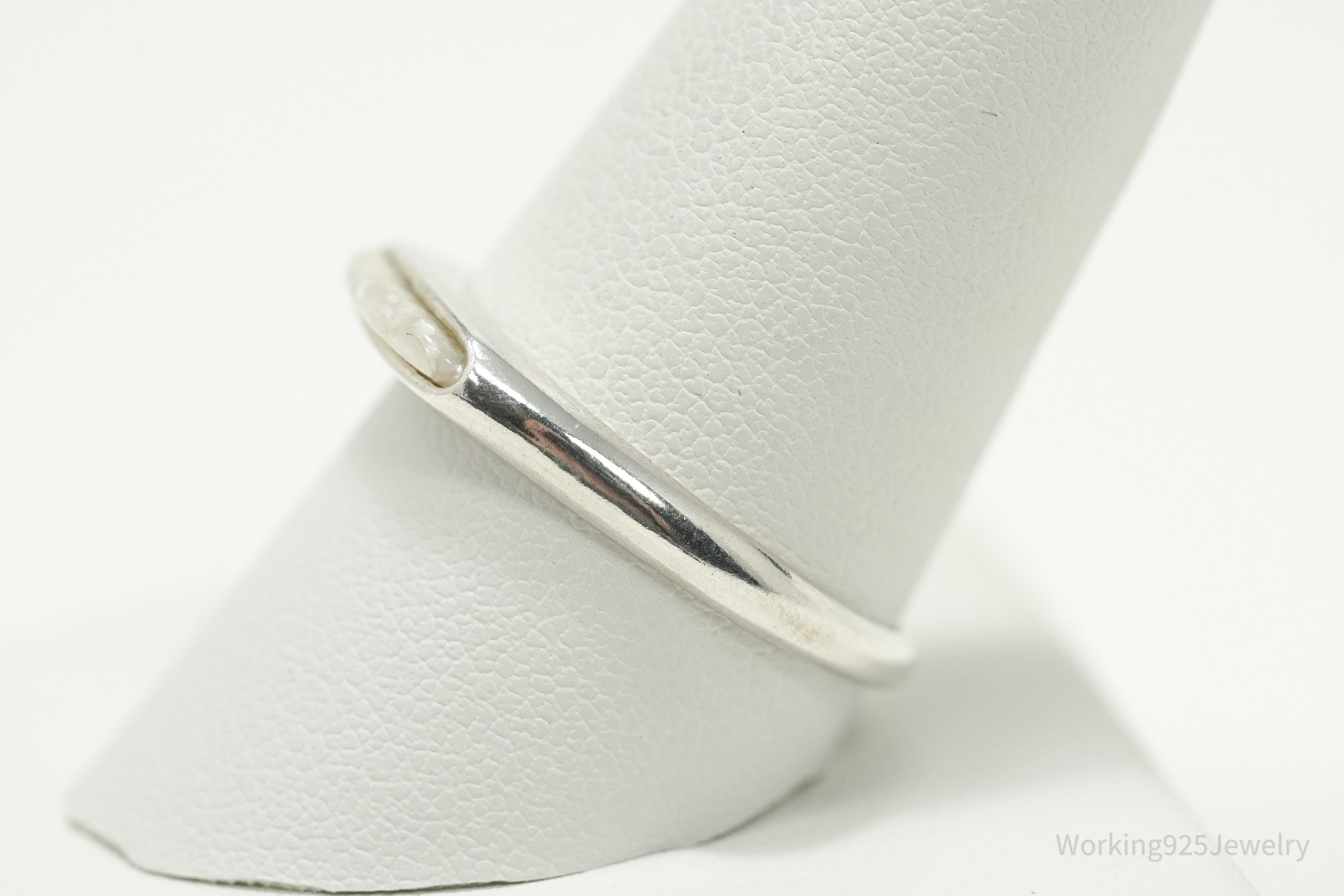 Vintage Native Carolyn Pollack Crushed Mother Of Pearl Inlay Sterling Silver Ring - Size 10