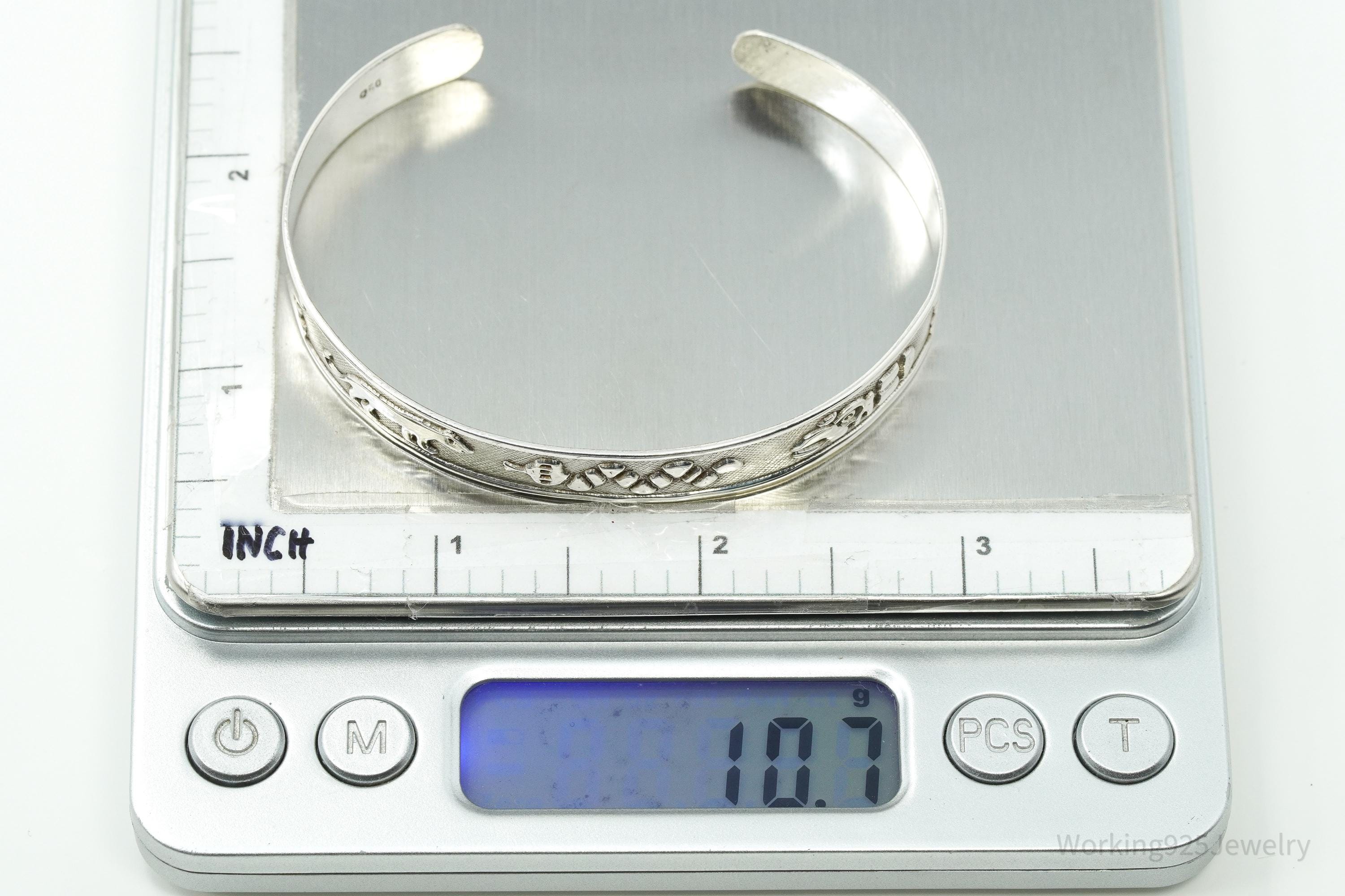 Vintage Tribal Style 950 Silver Bracelet 7"