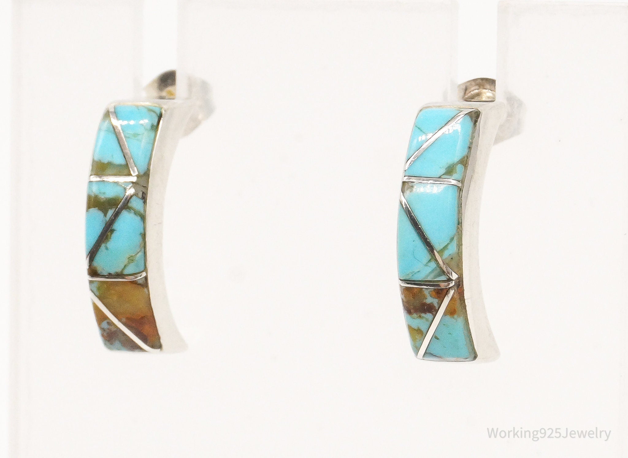 Vintage Native American Turquoise Sterling Silver Earrings