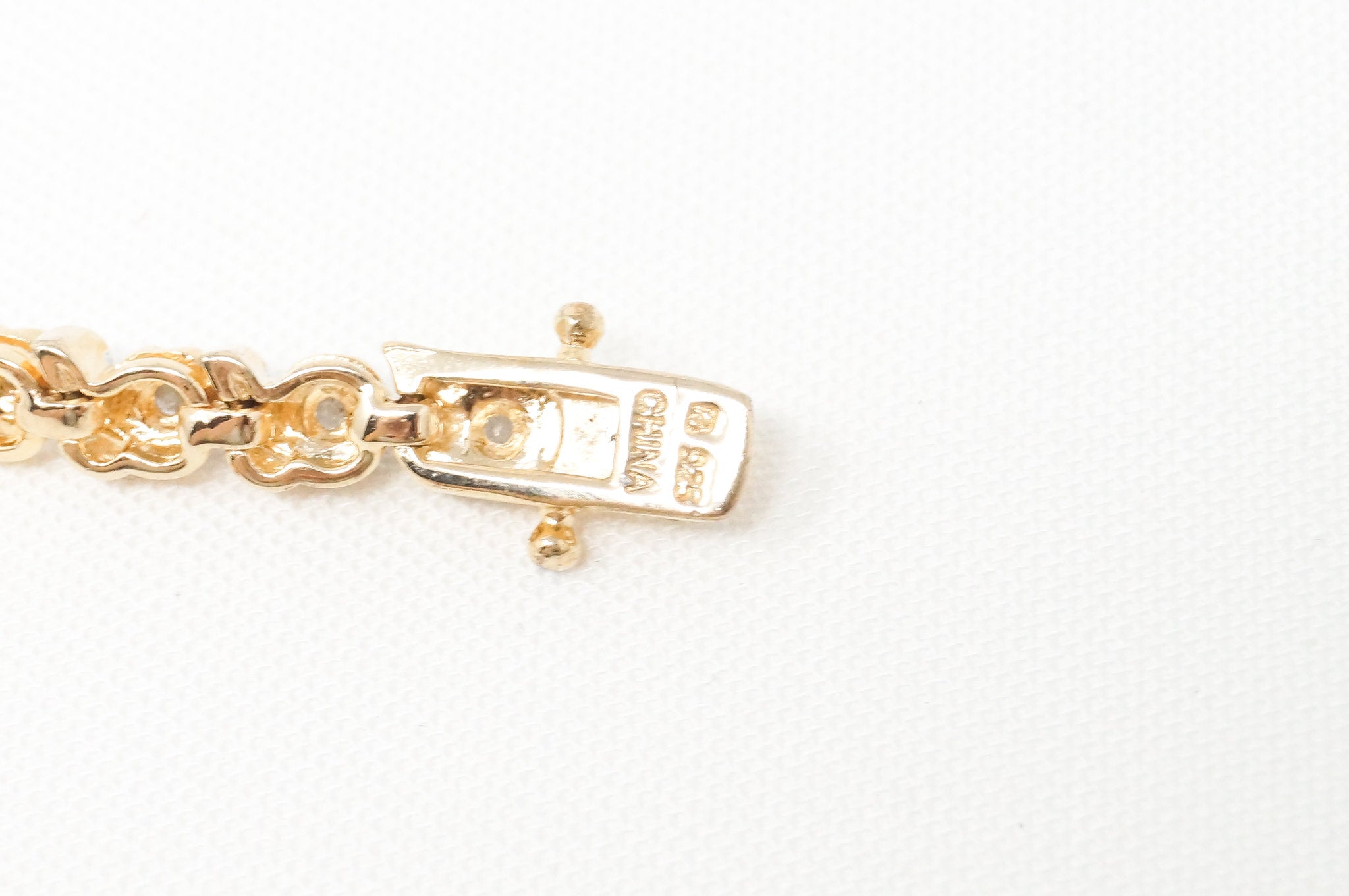 Vintage Art Deco Style Diamond Gold Vermeil Sterling Silver Tennis Bracelet