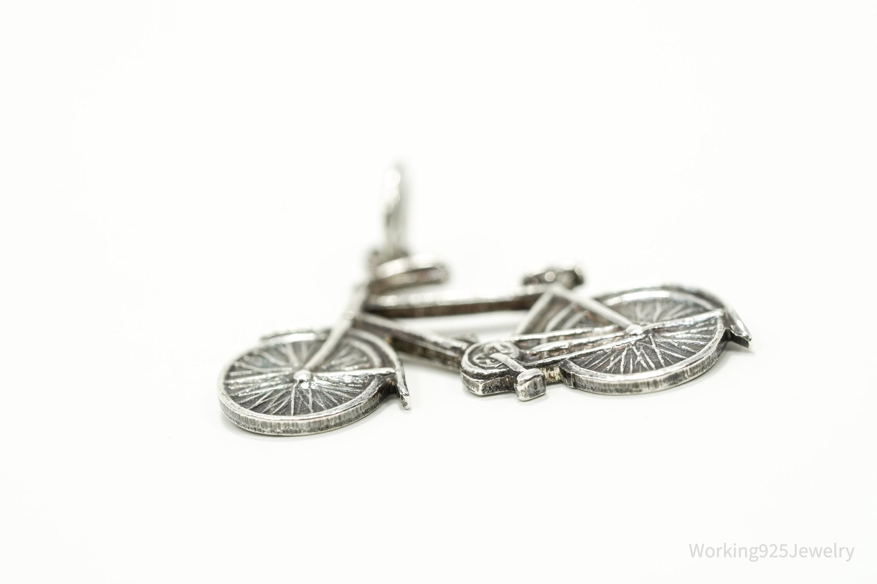 Vintage Bicycle Sterling Silver Charm Pendant