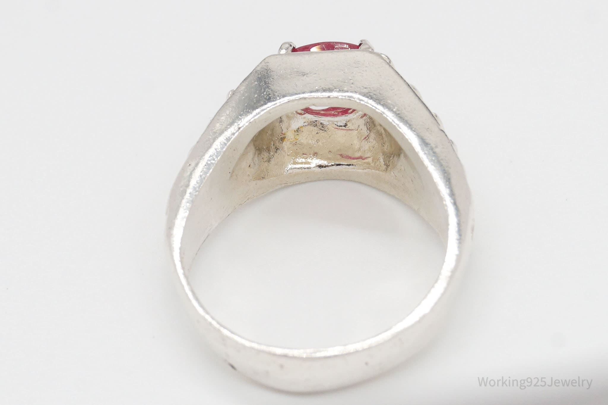 Vintage Ruby Sterling Silver Ring - Size 10.25