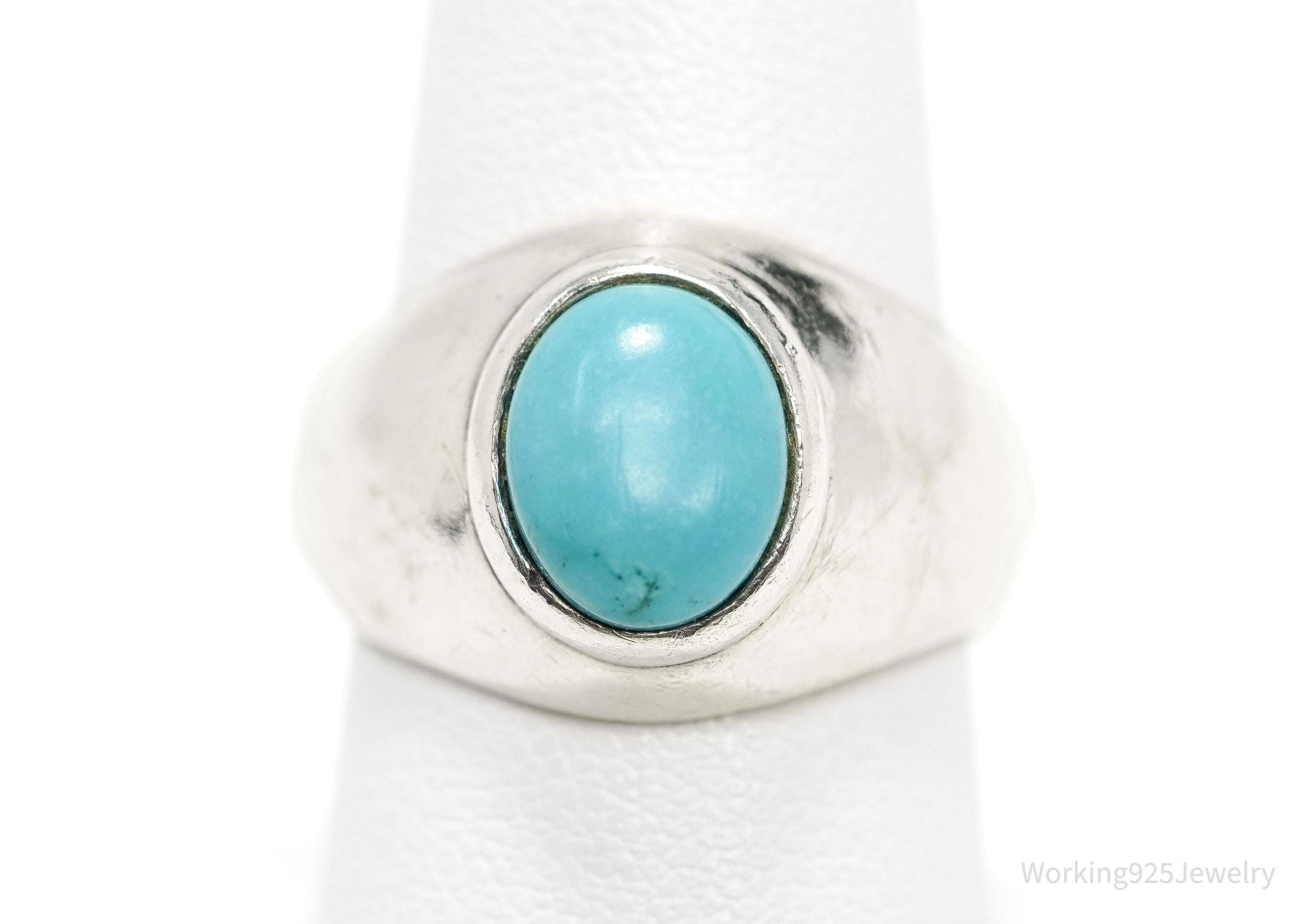Vintage Turquoise Sterling Silver Ring - Size 7.25